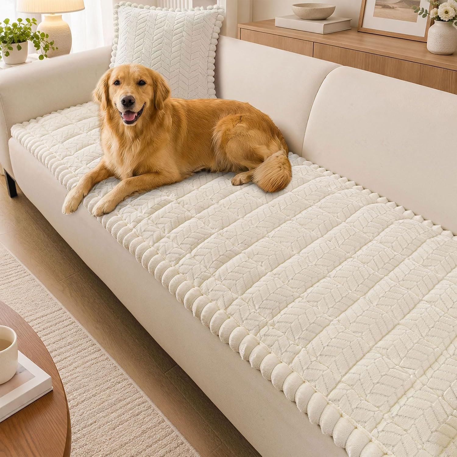 Smiry Couch Cover for Dogs, Non Slip Fuzzy Pet Sofa Covers Washable