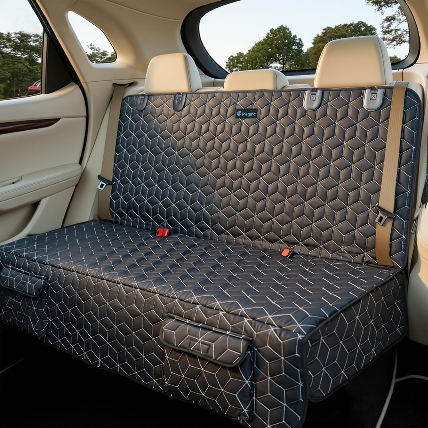 Meginc Dog Car Seat Cover-Waterproof Bench Back Seat Protector for SUV&Cars