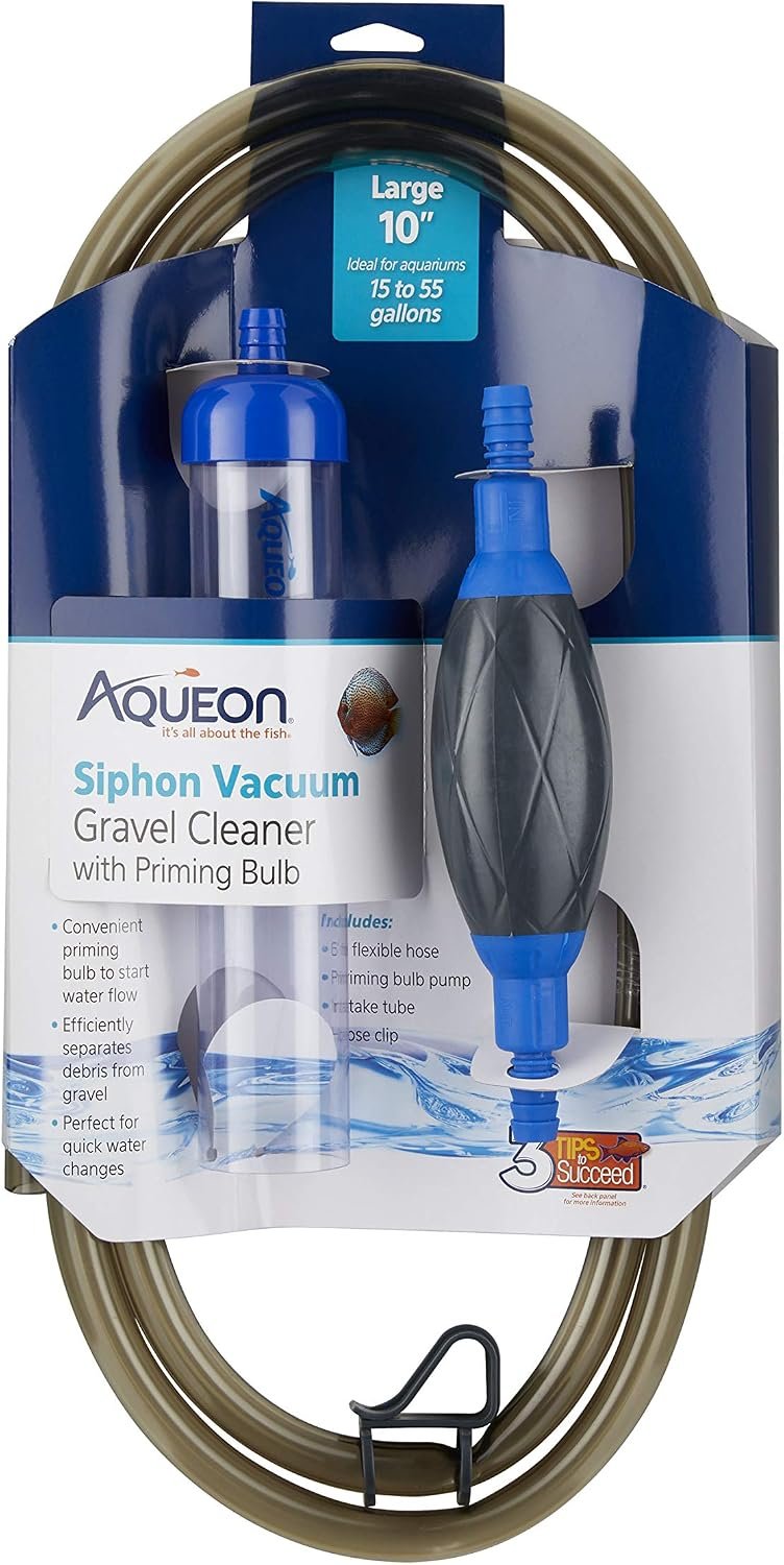 Aqueon Aquarium Siphon Gravel Cleaner with Bulb, Large, 10 Inches