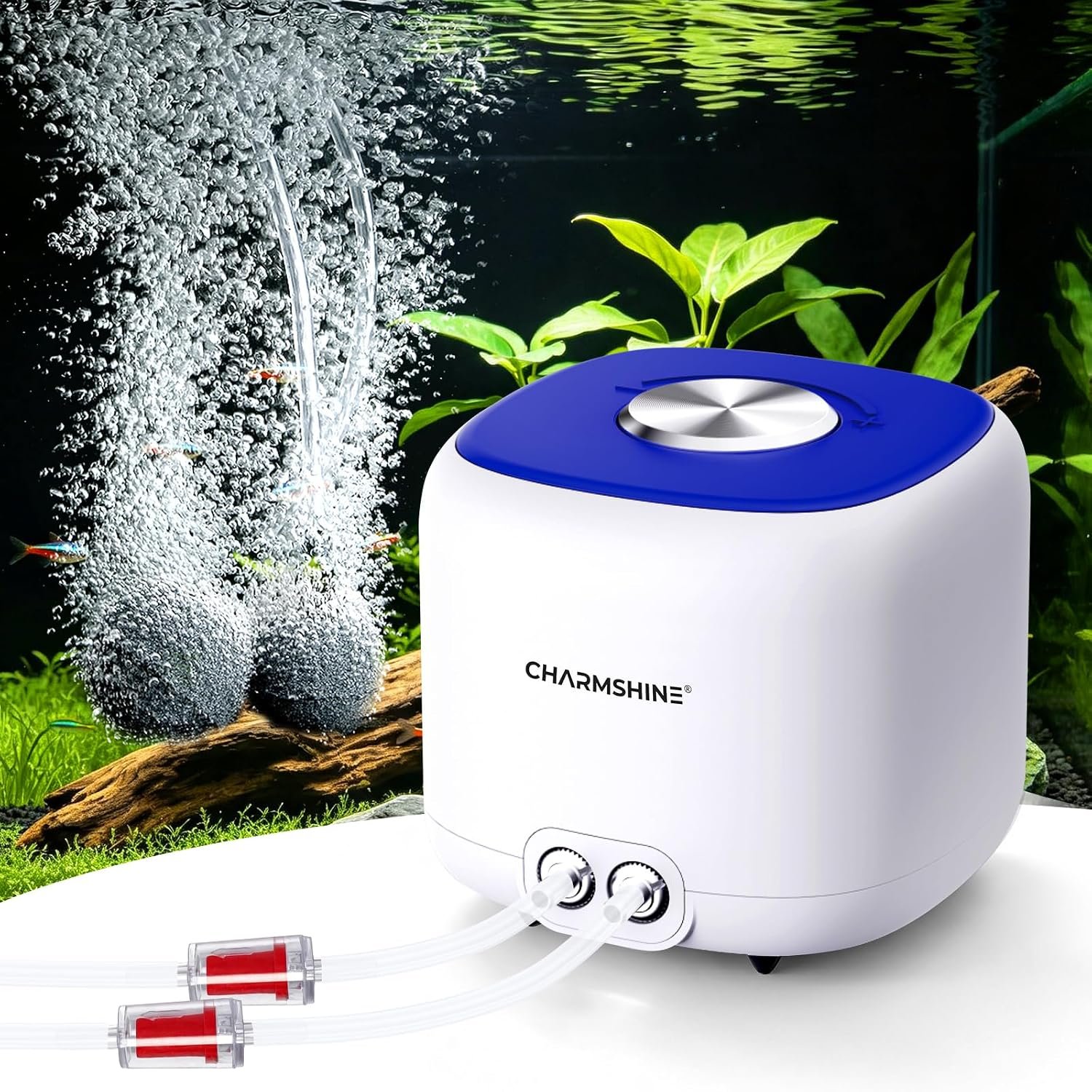 Aquarium Air Pump 5W Ultra Quiet Oxygen Aerator for 10-100 Gallon Fish Tank