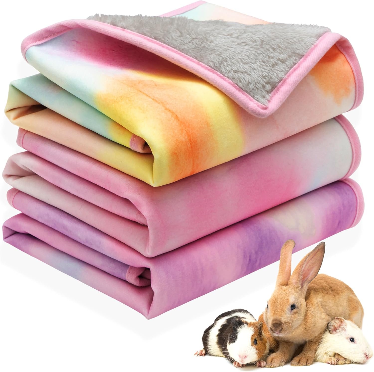 Guinea Pig Bedding – 3 Pack Waterproof Small Animal Cage Accessories for Guinea Pig Rat Hamster Chinchilla Hedgehog Rabbit Ferret- Washable Soft Fleece Pet Cage Liner Mat Blankets
