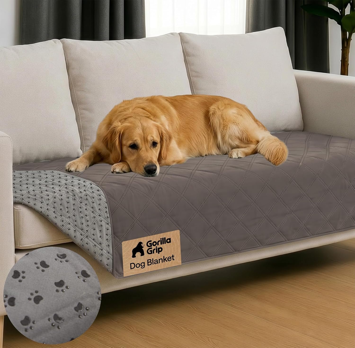 GORILLA GRIP® Waterproof Dog Blanket, Couch Cover for Dogs, 30×70 Charcoal