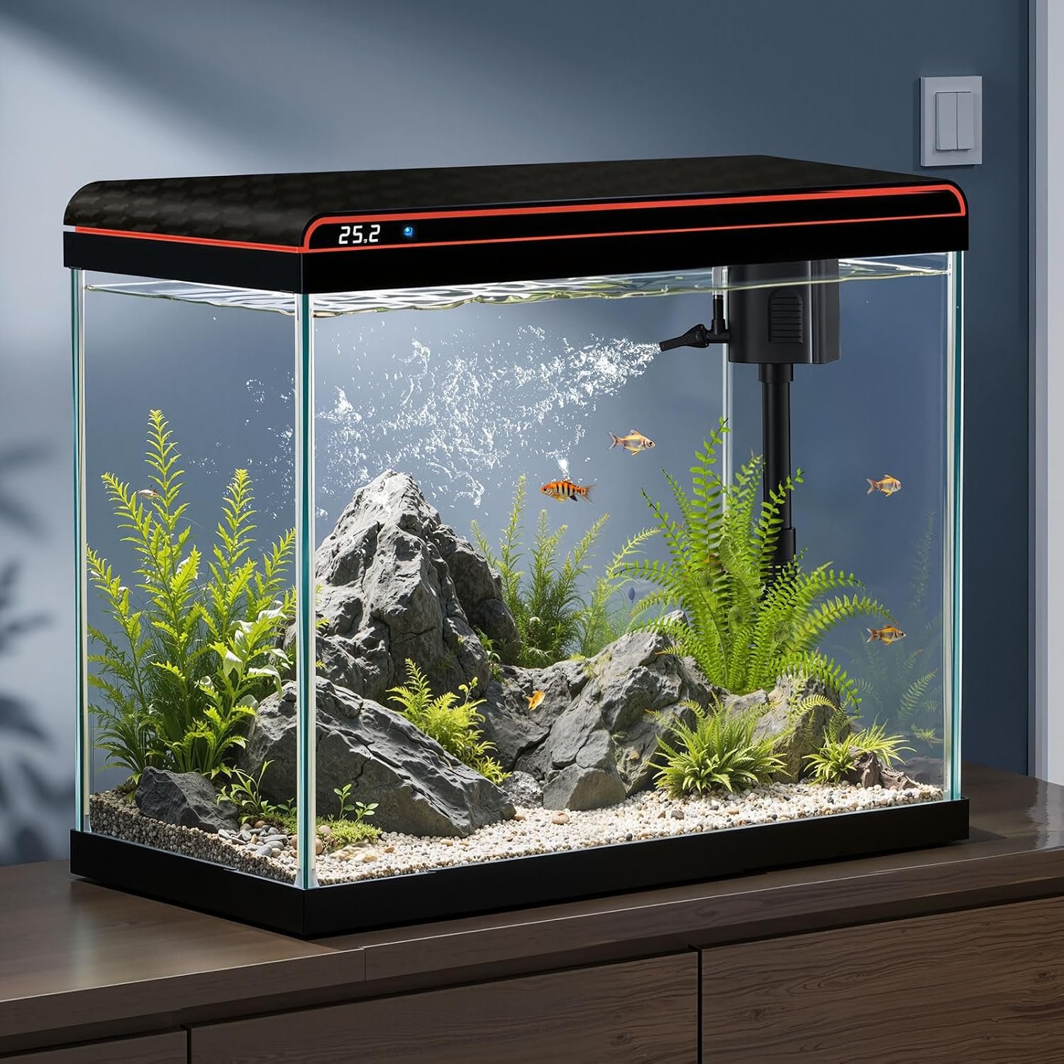 20 Gallon Fish Tank, Betta Large Aquarium Starter Kits，100% Glass Material
