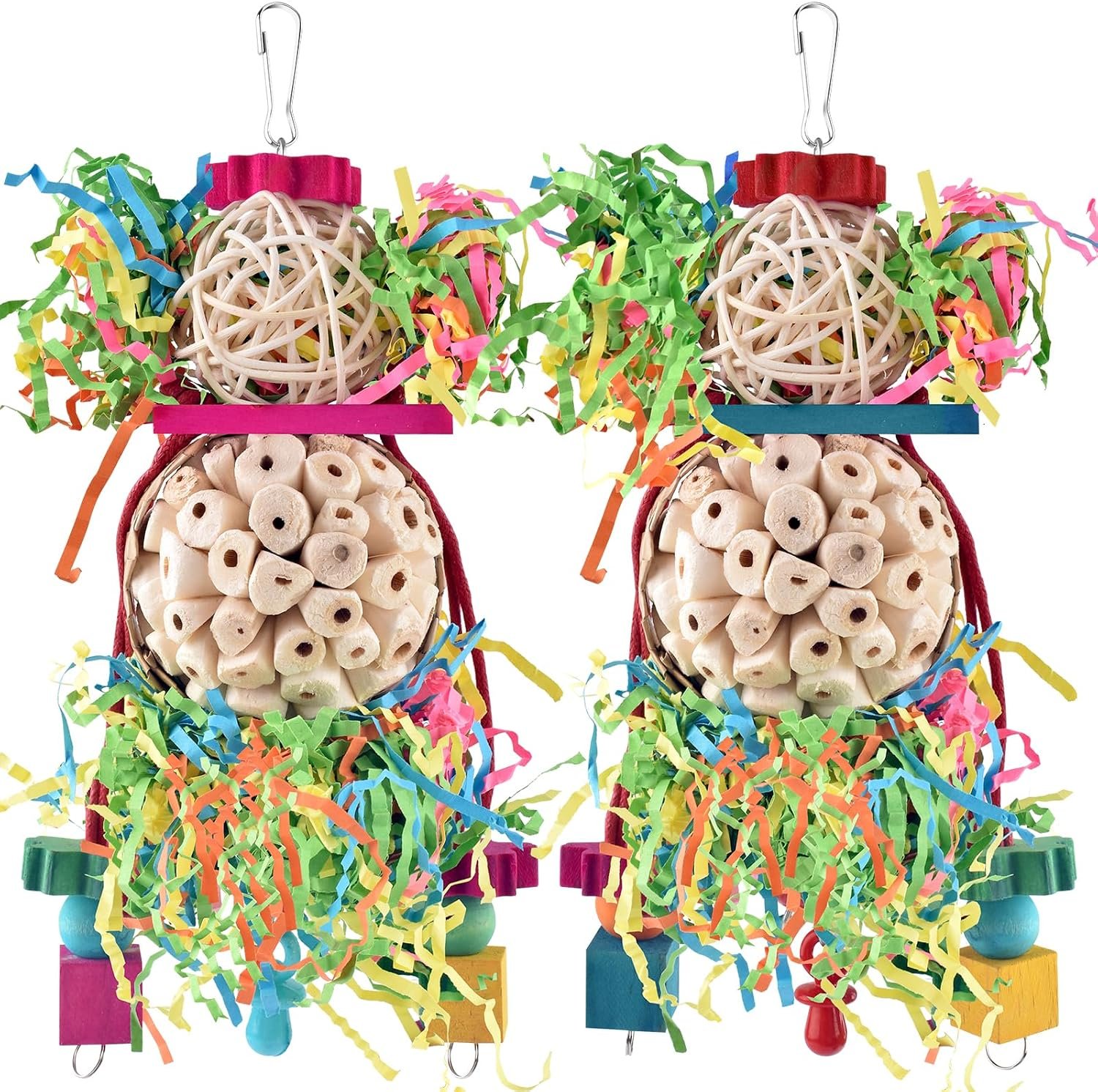 Bissap 2PCS Conure Toys, Foraging Bird Chew Sola Balls Toy for Small Parrot