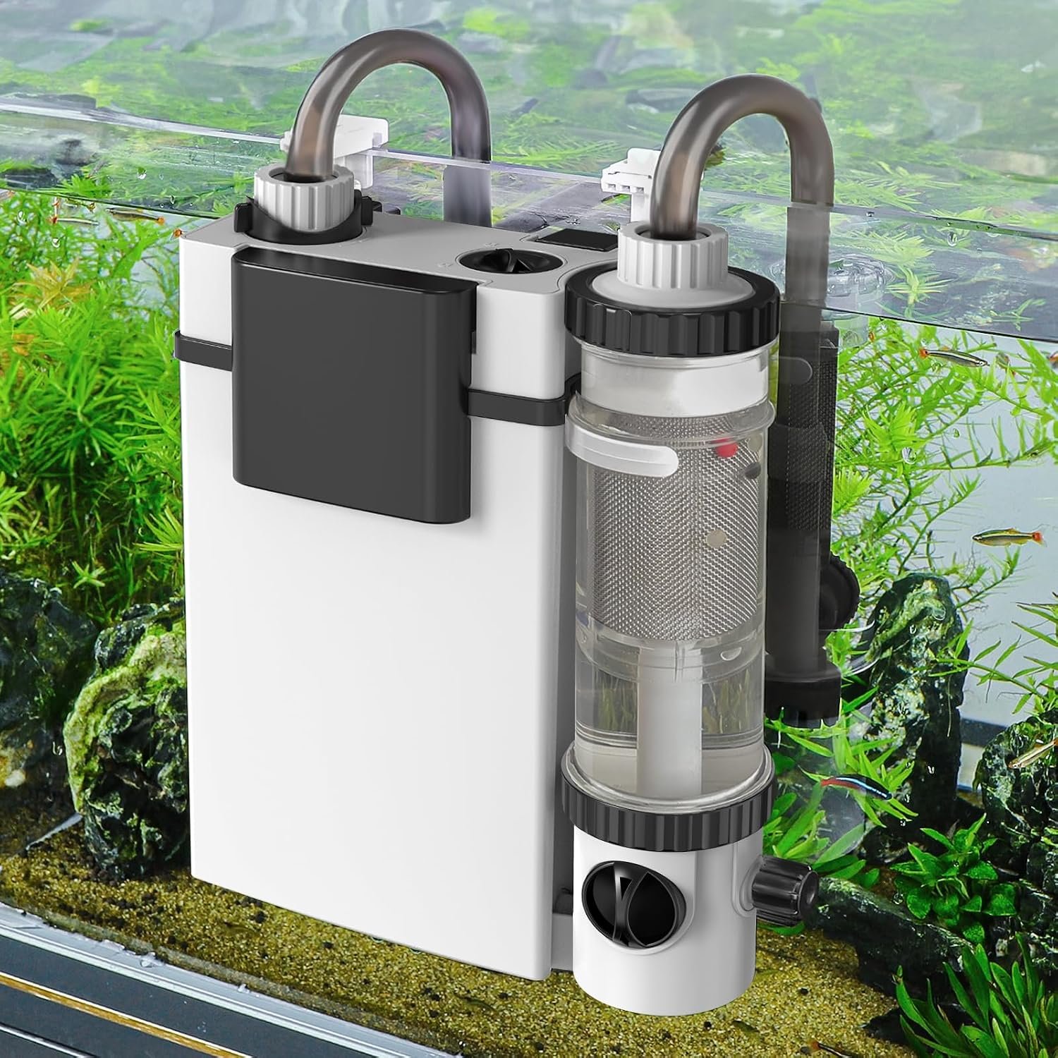 hygger Quiet Hang On Back Aquarium Filter 15-40 Gallon Small Fish Tank Canister Filter with Surface Skimmer Spray Bar 3 Floss Pads Bio Filter Media Adjustable Flow, Easy Water Change 159 GPH