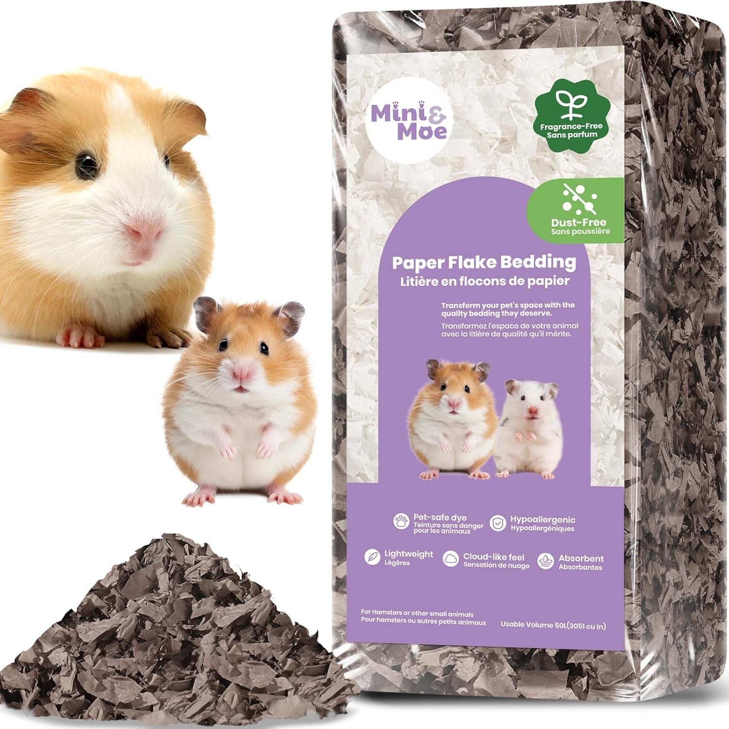 Hamster Bedding 25 Liters: Dust-Free and Odor Control Moisture Absorbent Natural Paper Small Pet Bedding – for Hamsters, Rabbits, Guinea Pigs and Small Animal