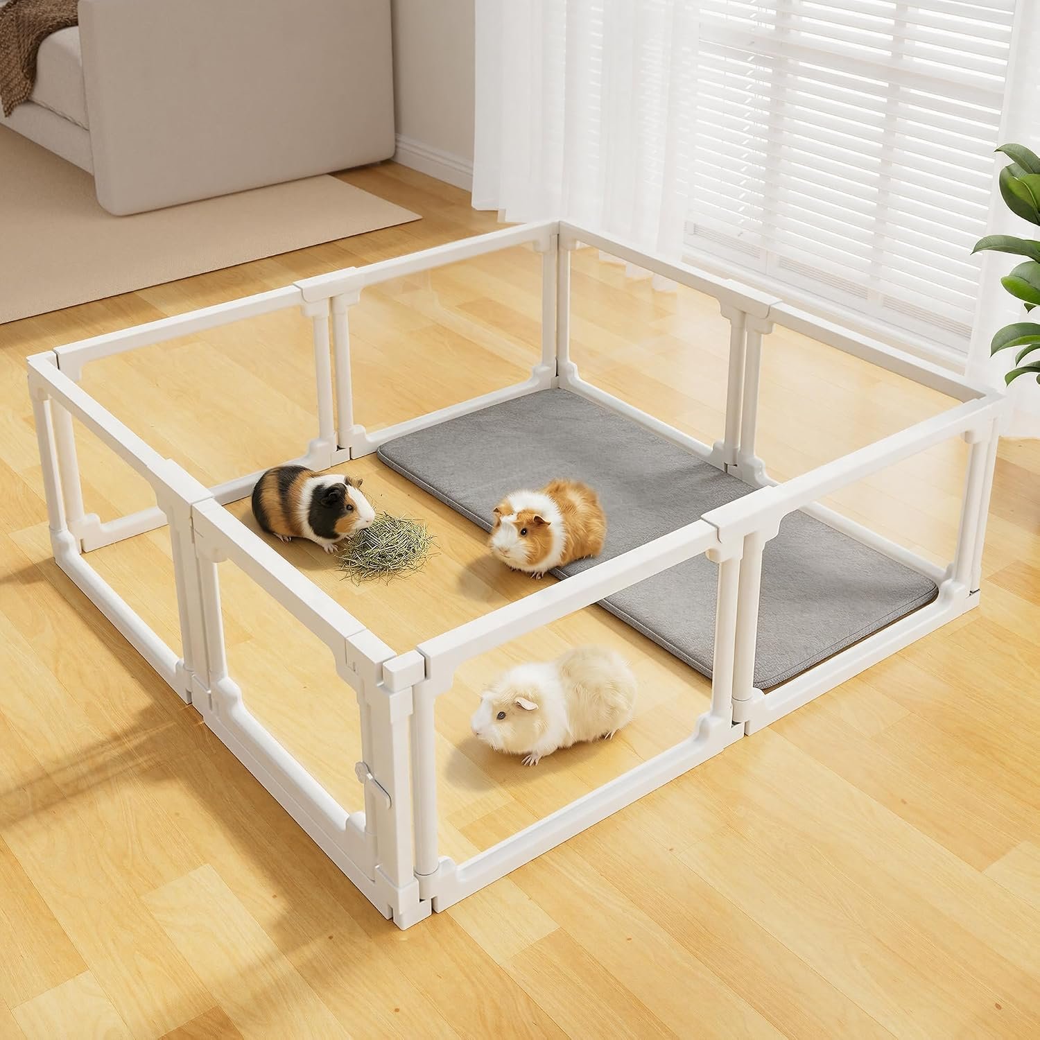 Acrylic Guinea Pig Cages for 2, 47″x47″ Guinea Pigs Playpen with Door