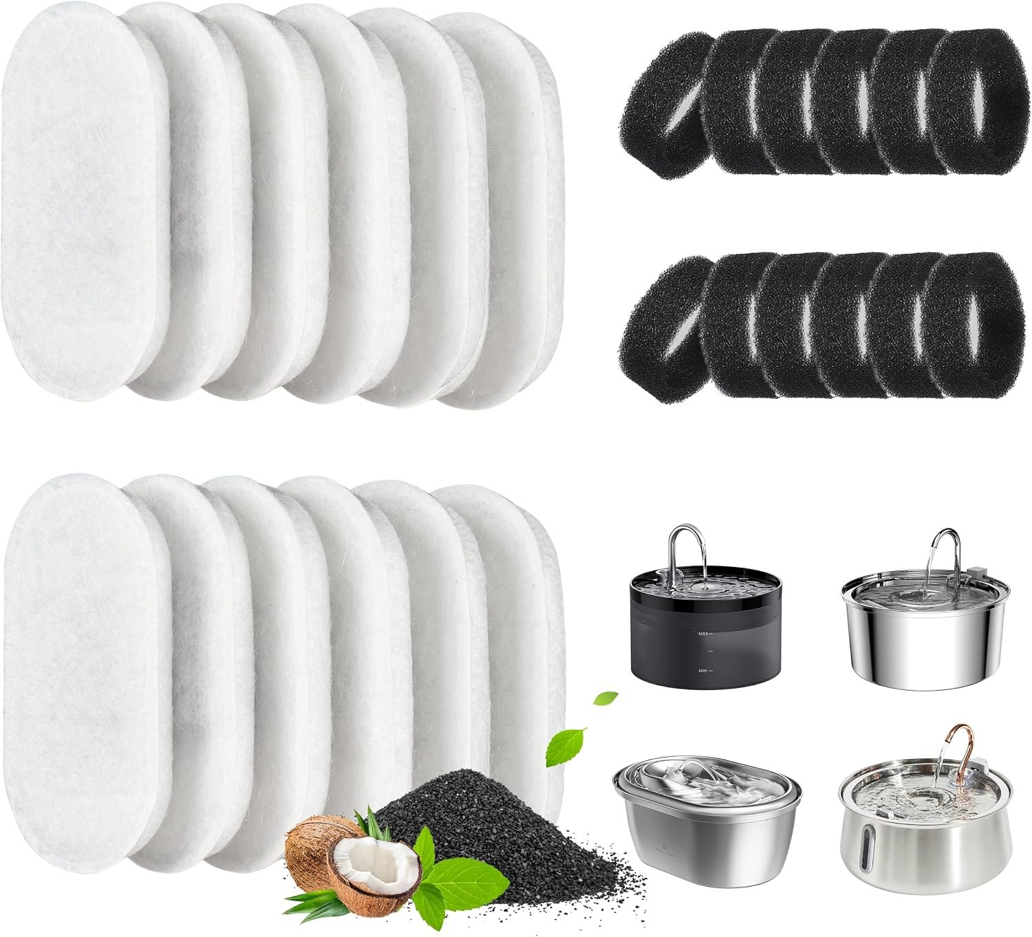 DOOOB Cat Water Fountain Filter 24 Pack Cat Fountain Filters