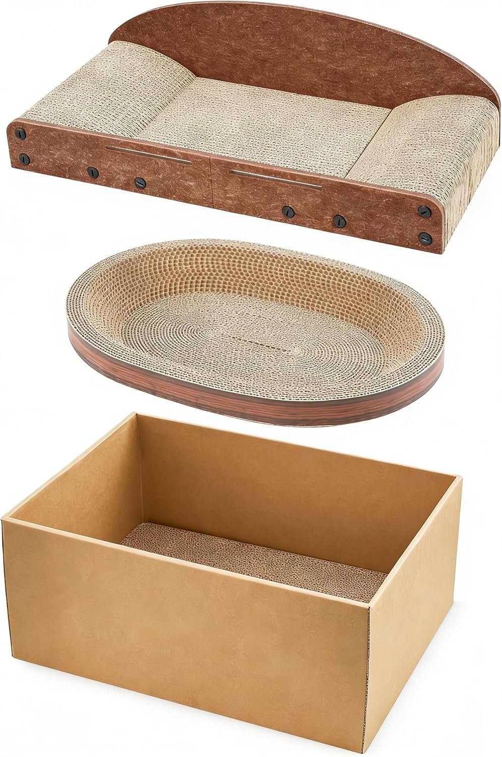 Avont 3-Piece Cardboard Cat Scratcher Set for Indoor Cats