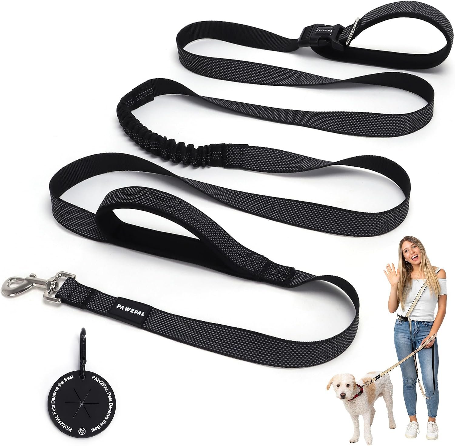 Hands Free Dog Leash, Waist & Crossbody 2-in-1 for Jogging & Hiking