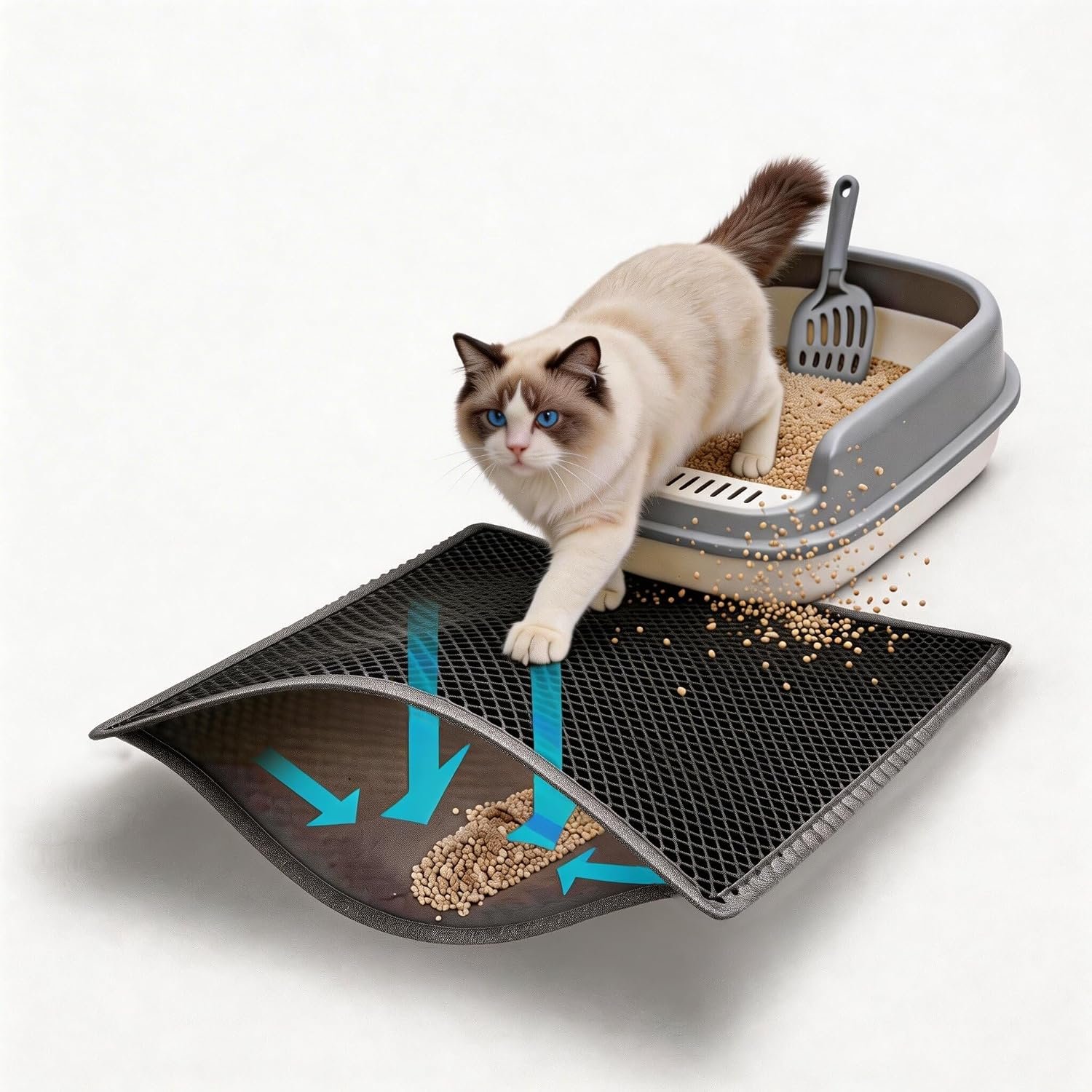 Cat Litter Mat Large, 35×25 In Kitty Litter Trapping Mat, Scatter Control