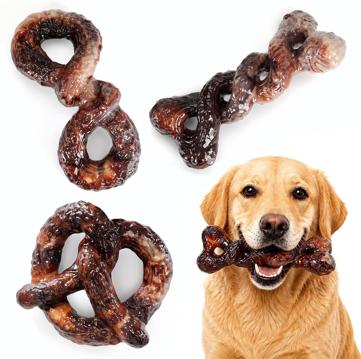 Dog Chew Toys for Aggressive Chewers – 3 Pack Indestructible Dog Toys, Bacon Flavored Tough Nylon Dog Bones for Aggressive Chewers, Medium Large Breed Dogs to Keep Them Busy