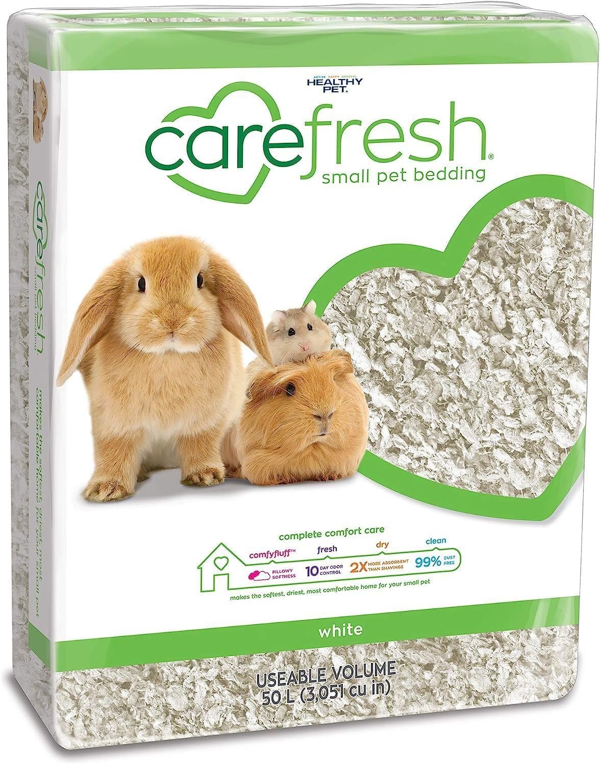 Carefresh White Natural Paper Small Pet Bedding, Odor Control 50L