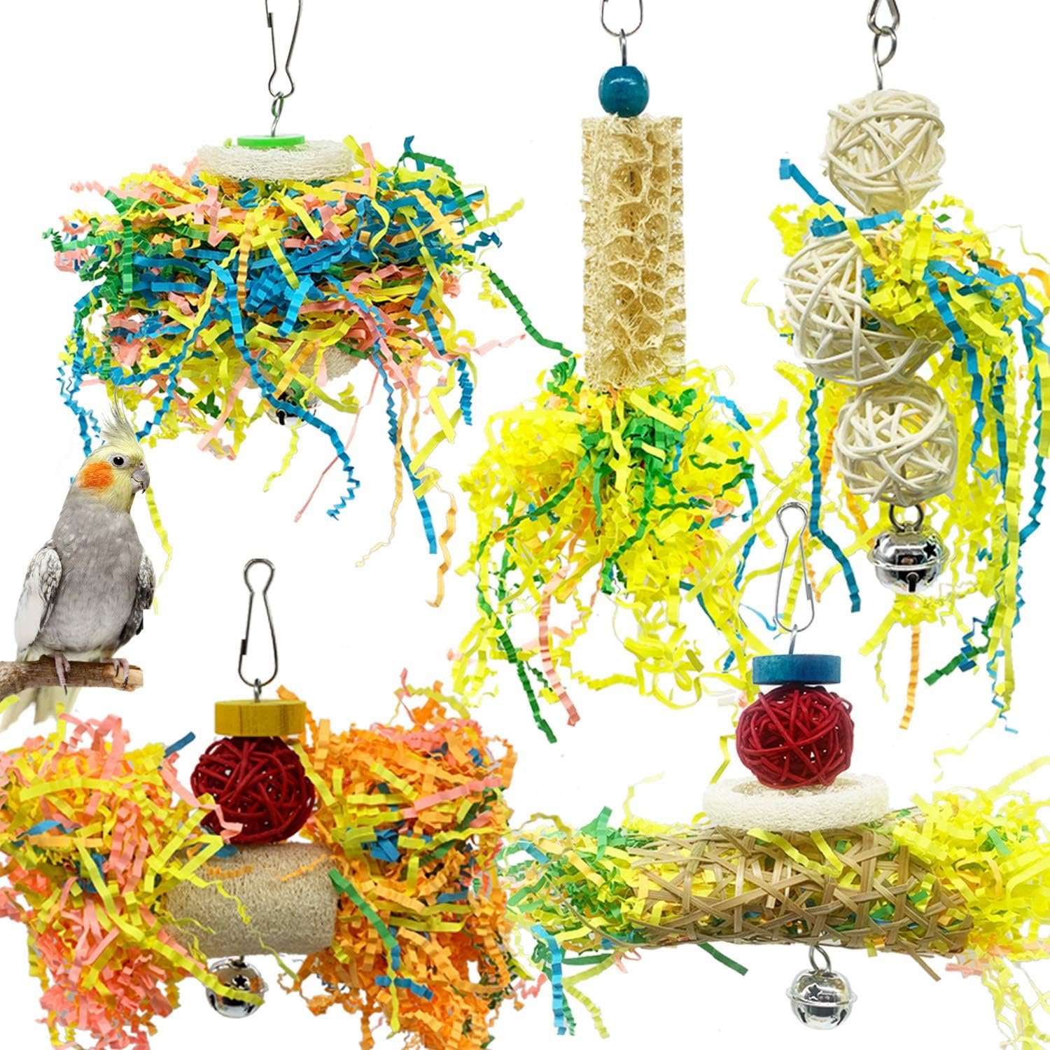 EBaokuup Large Bird Cage Hanging Chewing Toy, Parrot Foraging Shredder Toys