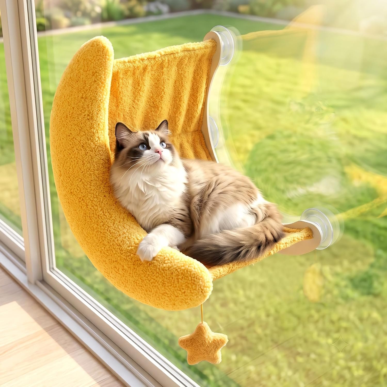 Cat Window Perch Moon Shape, Large Window Cat Bed Washable