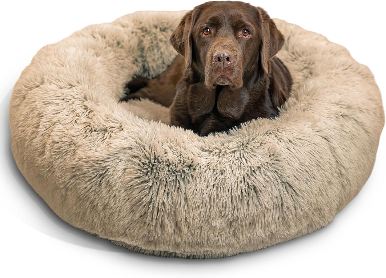 Best Friends by Sheri Original Calming Donut Dog Bed, Taupe, Large, 36″