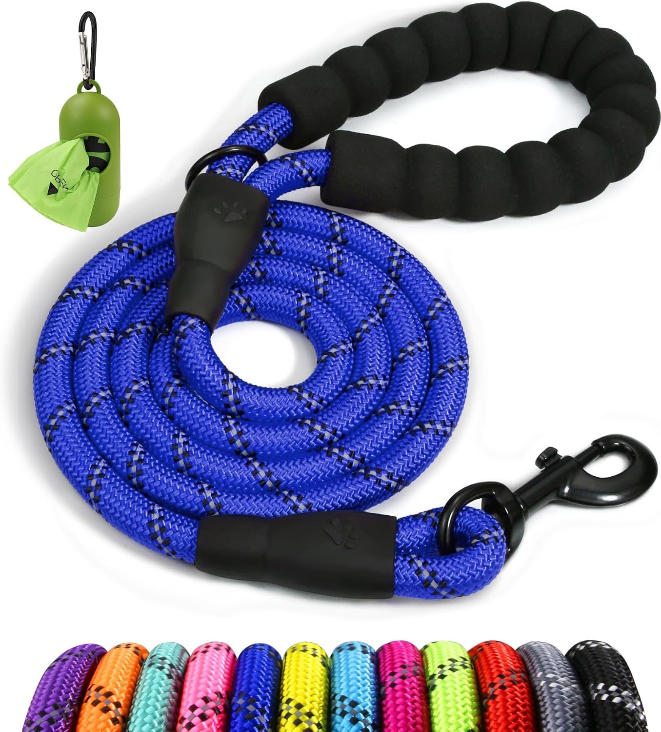 Taglory Rope Dog Leash for Medium Large Dogs, 6 FT Padded Handle, Navyblue