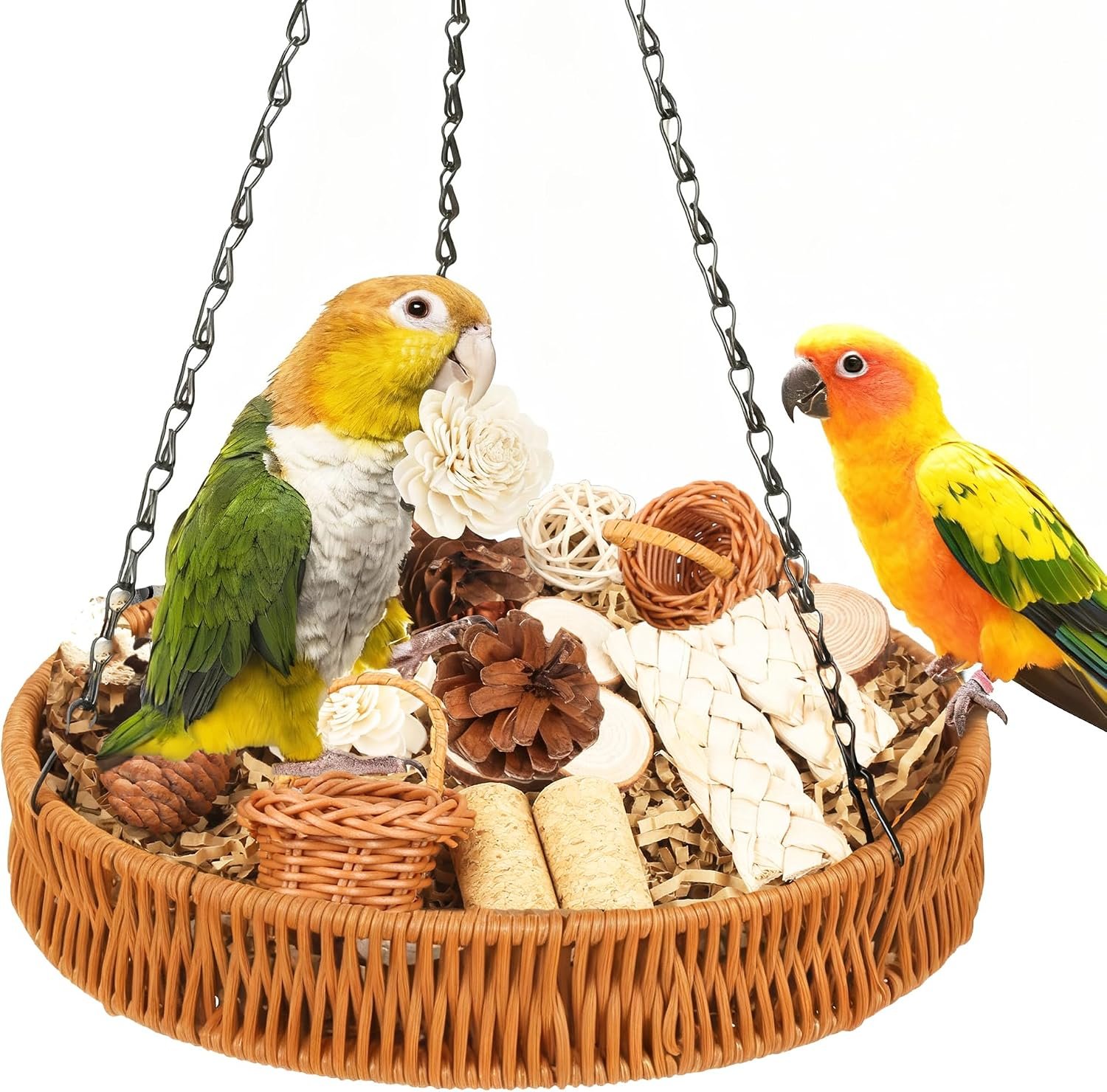 Bird Toys Natural Bird Foraging Toys Parrot Shredding Toys(Large)