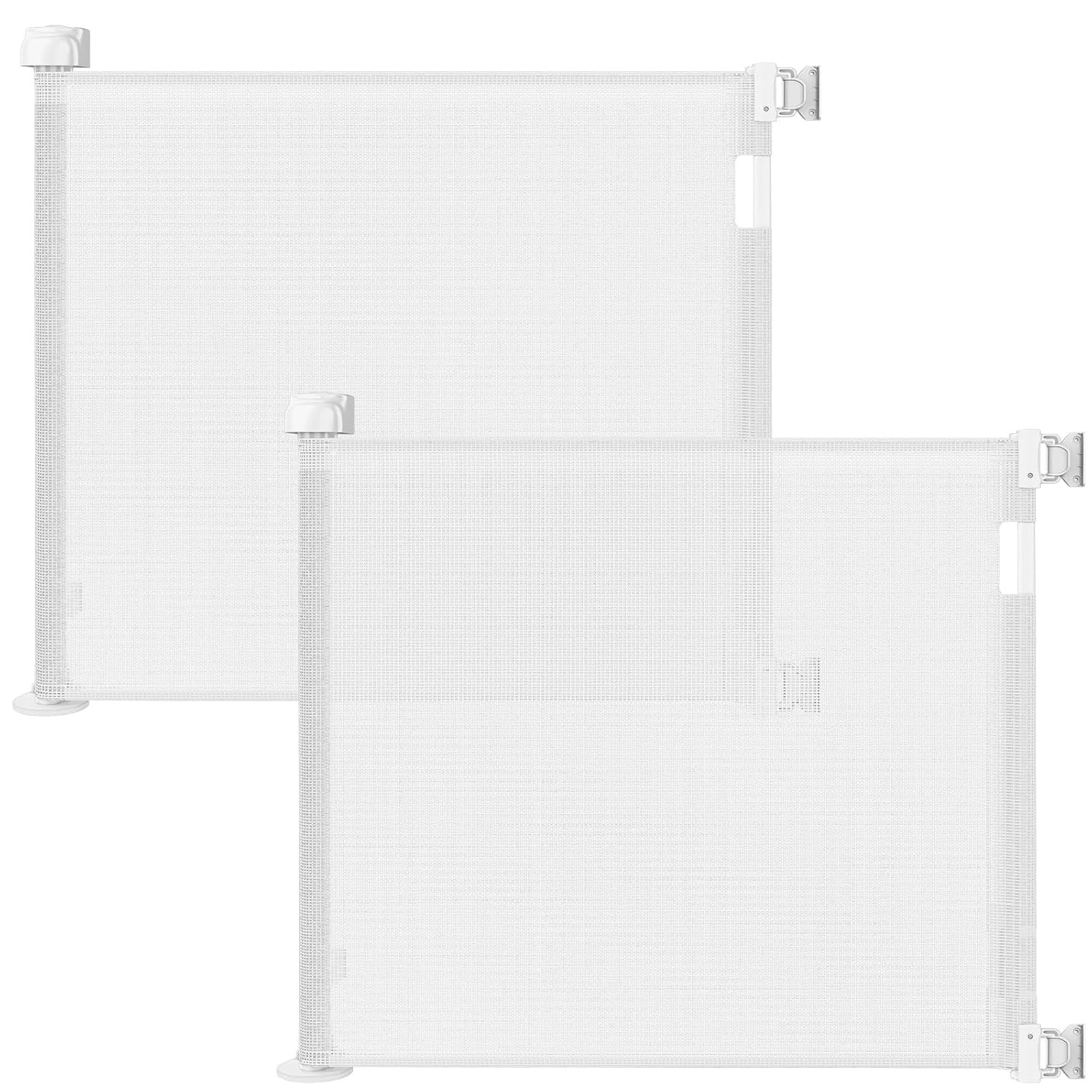 2 Pack Retractable Dog Gate for Stairs, Baby Gate, 33″H x 55″W, Drill Mount
