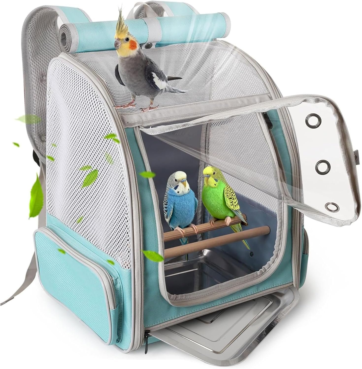 Bird Travel Carrier Backpack for Small to Meidum Birds with Stands and Tray