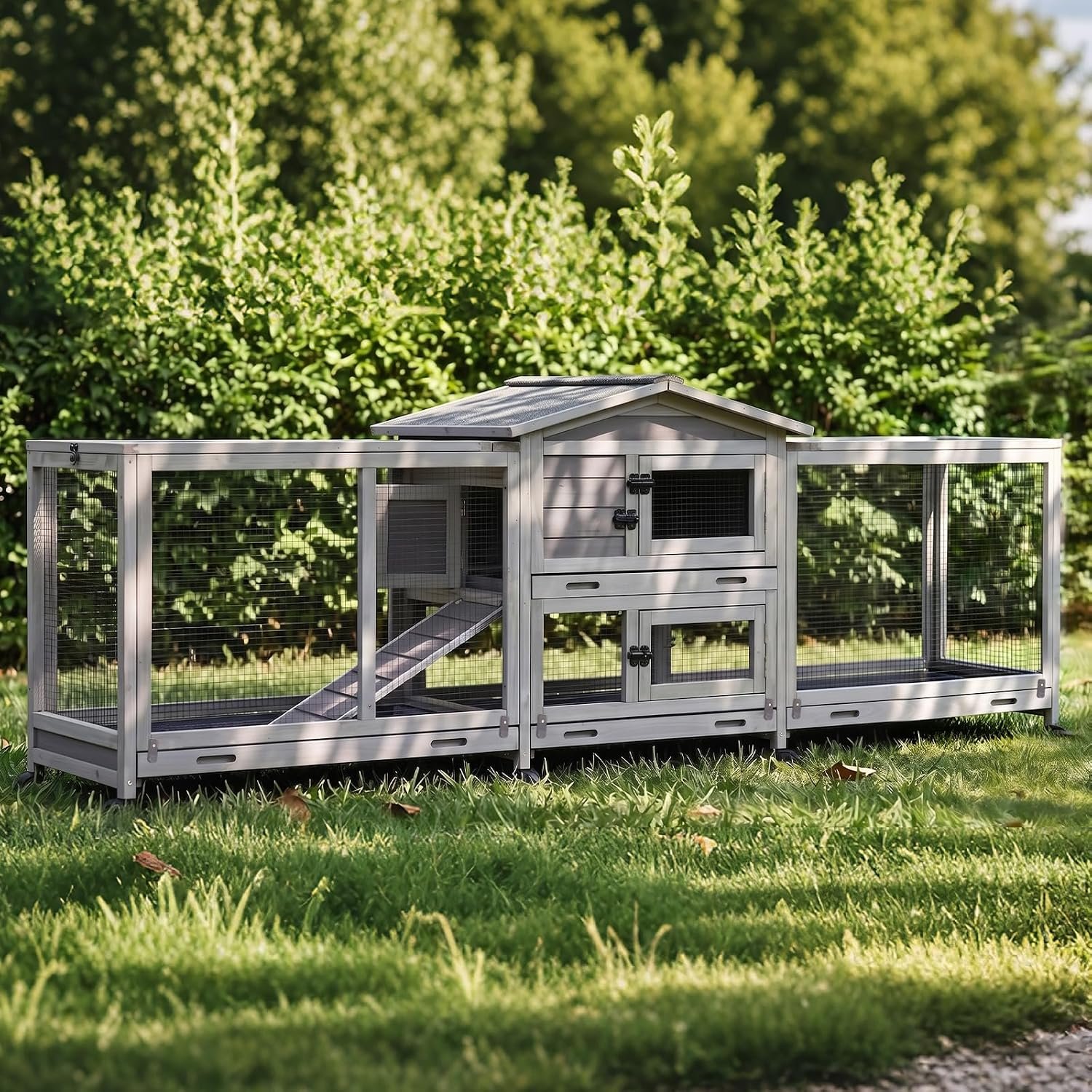 GUTINNEEN Extra Large 2 Story Rabbit Hutch Indoor Wooden Bunny cage Outdoor