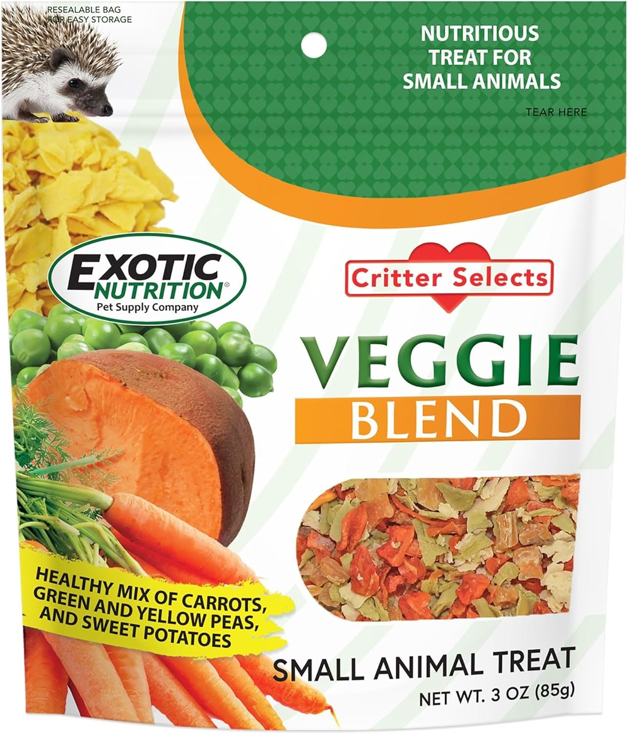 Veggie Blend (3 oz.) – Healthy Natural Mixed Dried Vegetable Treat – Sweet Potatoes, Carrots, Peas – for Degus, Chinchillas, Prairie Dogs, Rabbits, Sugar Gliders, Hedgehogs, Guinea Pigs & Small Pets…