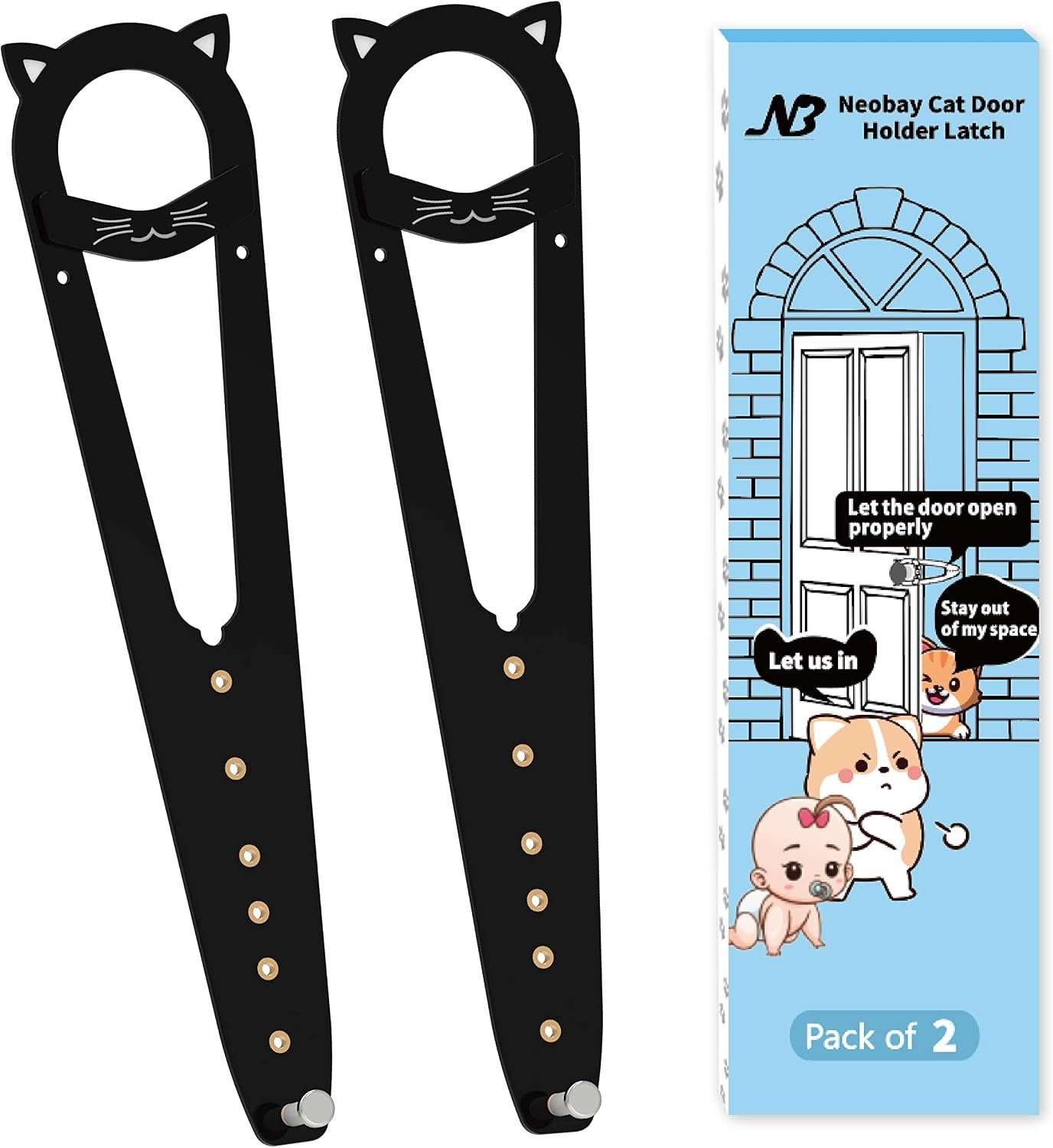 Neobay Cat Door Latch with Stabilizer, Keeps Dogs Out of Litter Box