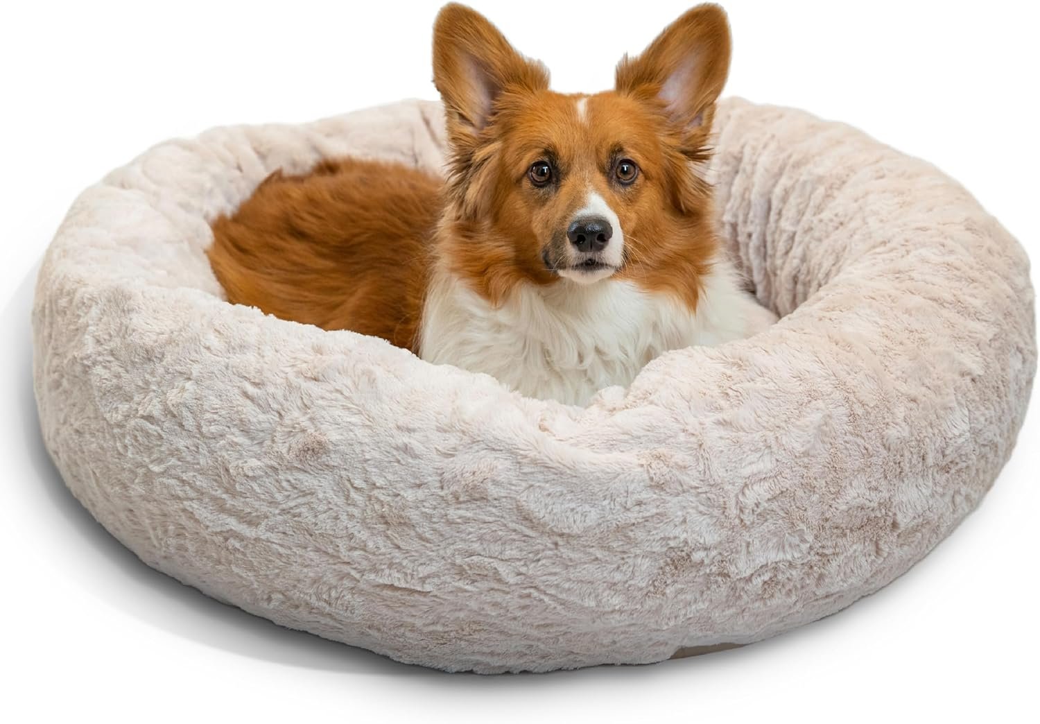 Best Friends by Sheri Original Calming Donut Dog Bed, Oyster, Medium, 30″