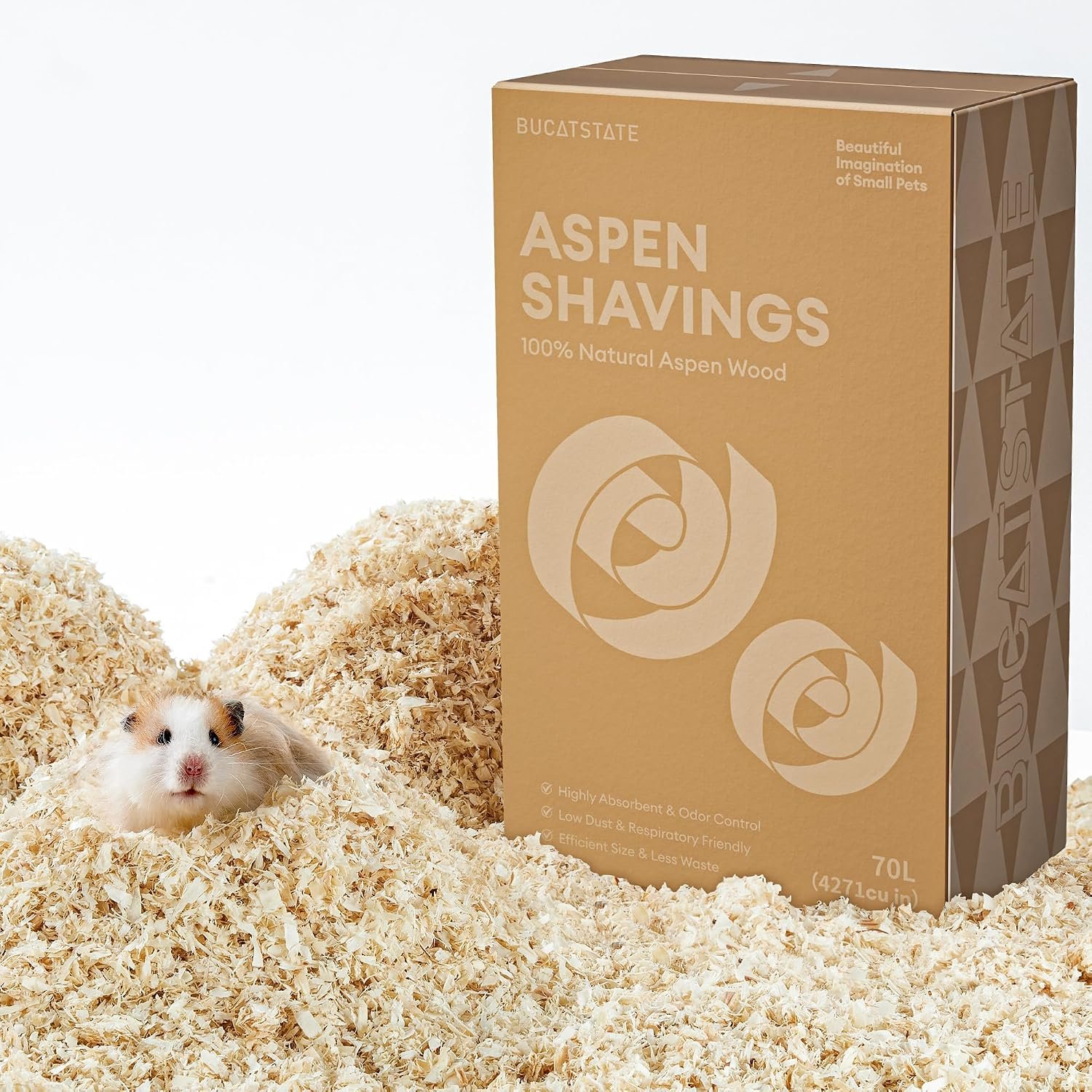BUCATSTATE 100% Natural Aspen Hamster Bedding Low Dust Odor Control