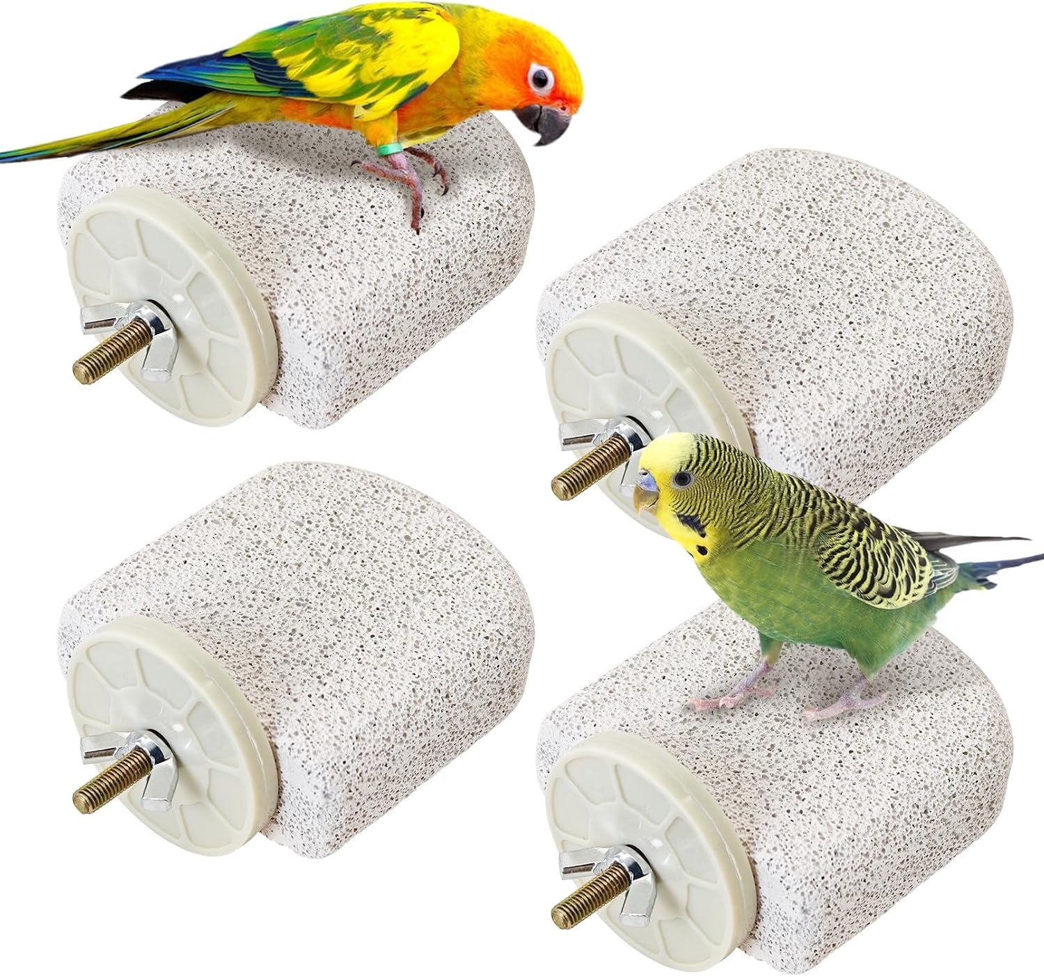BNOSDM 4 Pcs Bird Beak Grinding Stone Calcium Parrot Perch Stand 2.8*2.6in