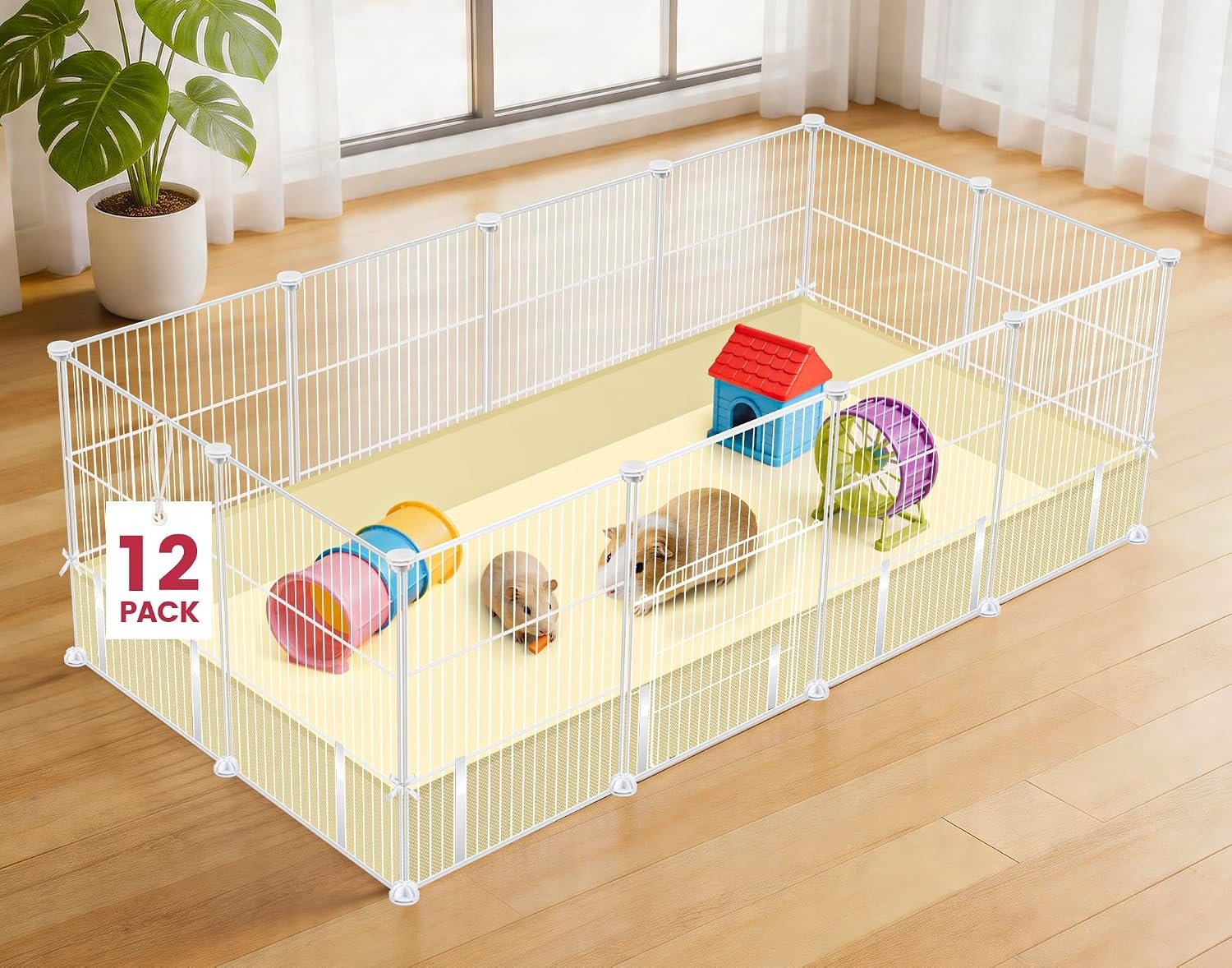 VISCOO 12 Panels Guinea Pig Cages, 48″ x 24″ x 16″ DIY Small Animal Playpen