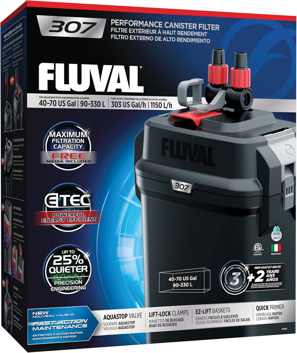 Fluval 307 Perfomance Canister Filter for Aquariums up to 70 Gallons