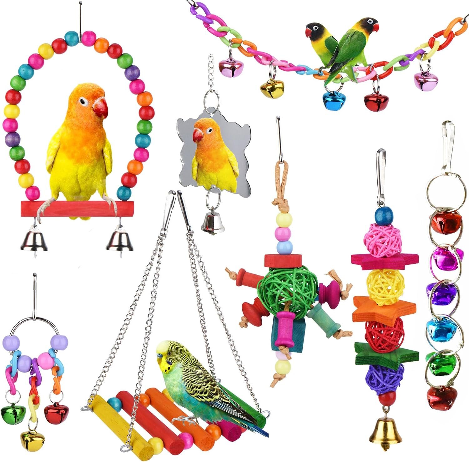 Parakeet Cockatiel Bird Toys, Parrots Conures Budgies Cage Accessories