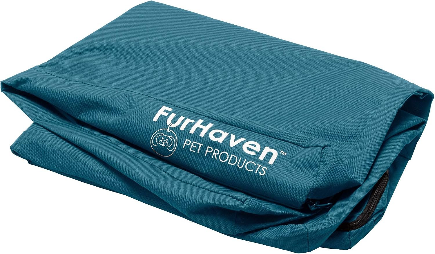 Furhaven Replacement Dog Bed Cover Water-Resistant Indoor/Outdoor Logo Print Oxford Polycanvas Mattress, Washable – Deep Lagoon, Medium
