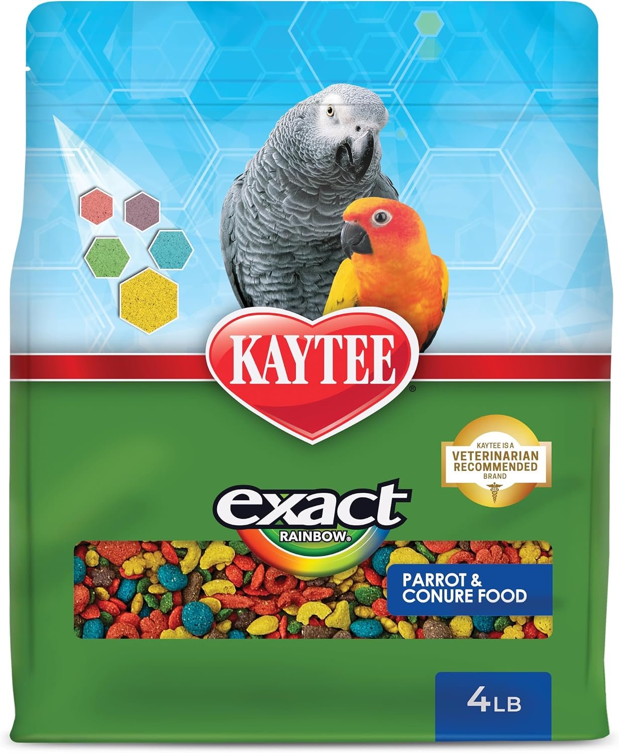 Kaytee Exact Rainbow Pet Parrot & Conure Food, 4 Pound