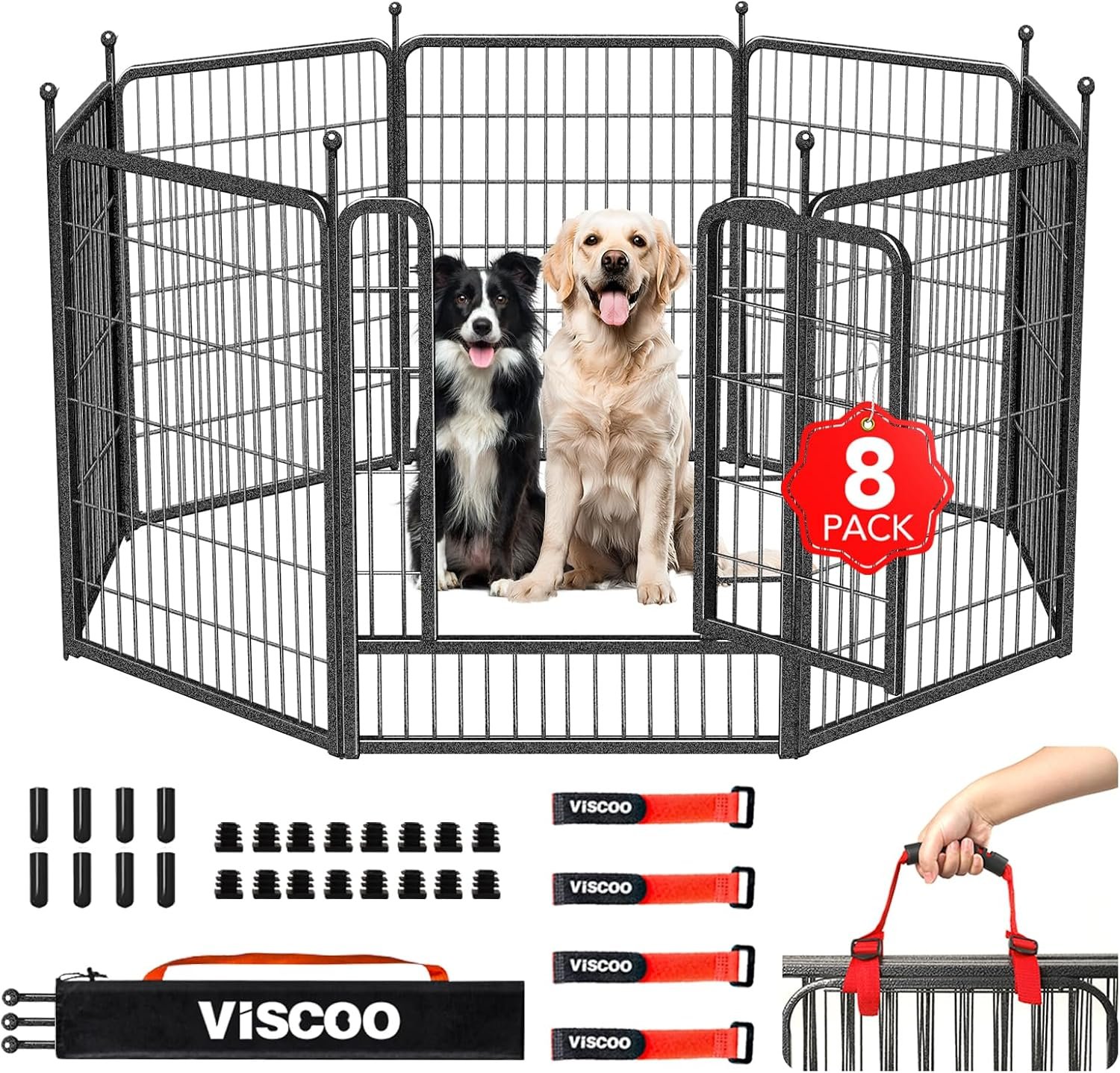 VISCOO Dog Playpen Outdoor, 8 Panels 40″ High Heavy Duty Metal Dog Pen