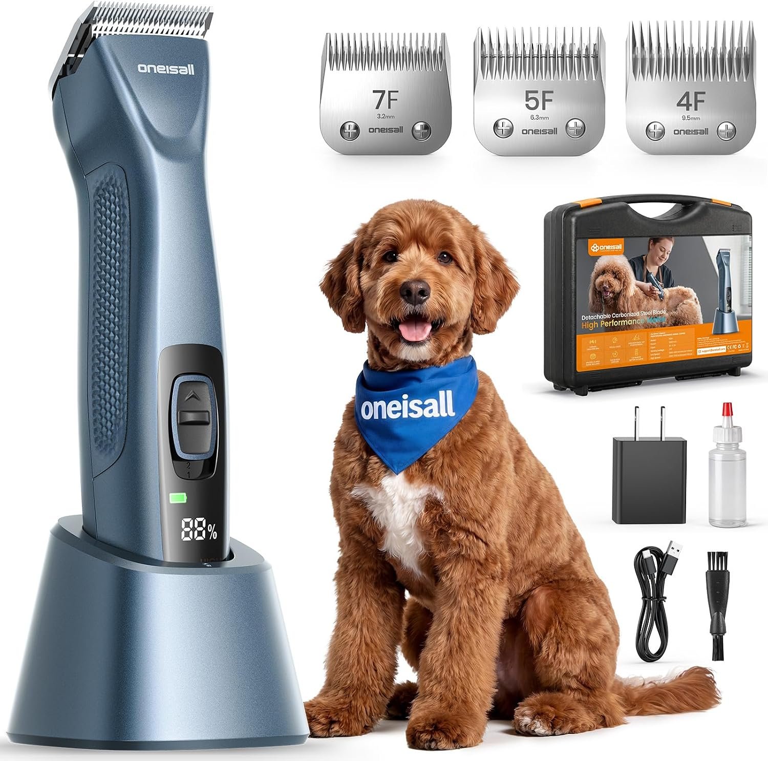 oneisall Professional Dog Clippers 4 Length A5 Blades with Carring Case