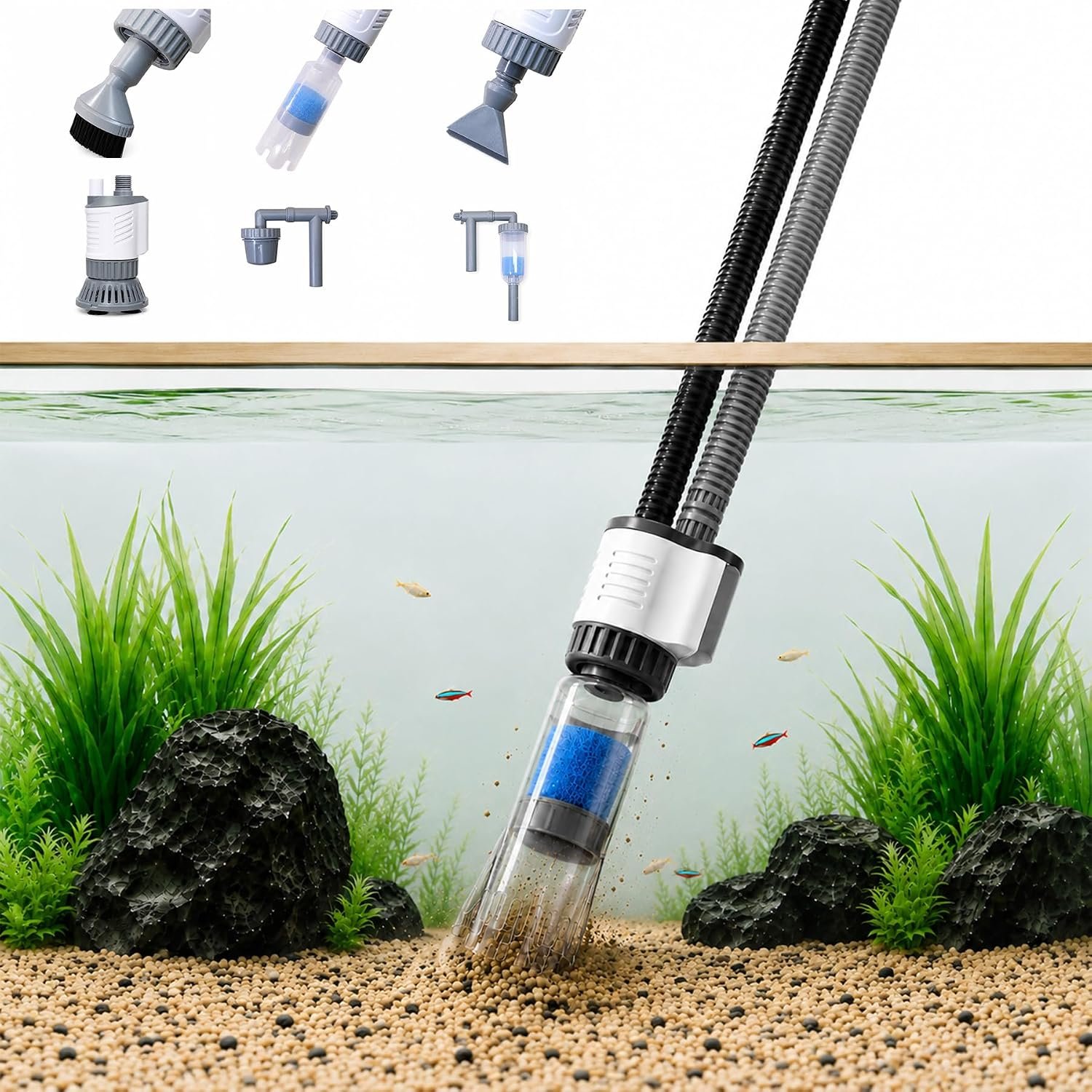Vehipa Electric Aquarium Gravel Cleaner 30W Fish Tank Vacuum