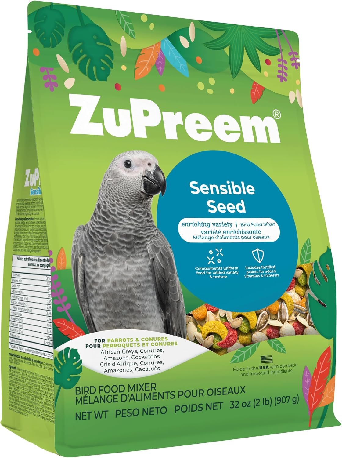 ZuPreem Sensible Seed Parrot & Conure Food, Variety Mixer, M/L, 2 lb