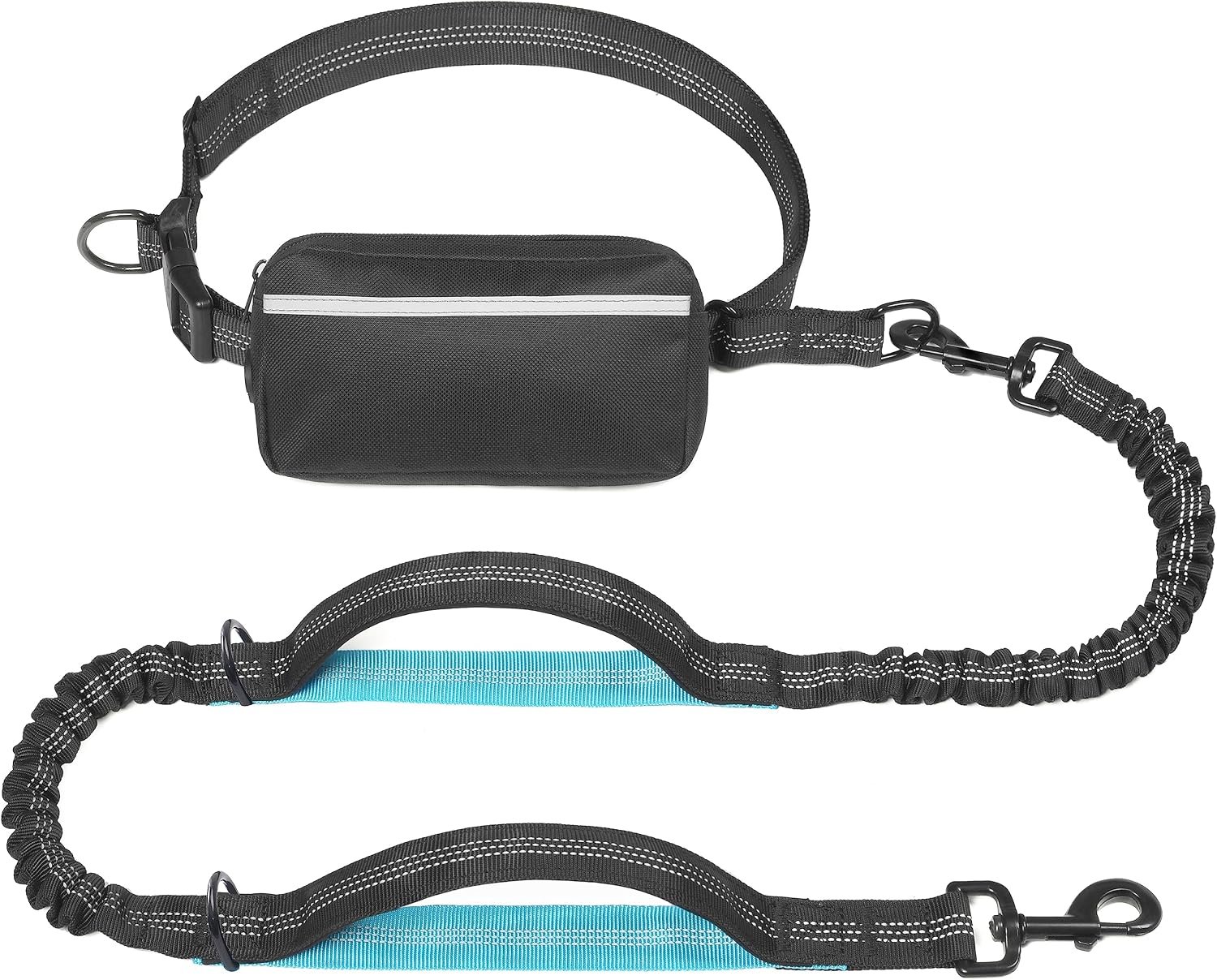 iYoShop Hands Free Dog Leash with Zipper Pouch, Medium, 8-25 lbs, Black