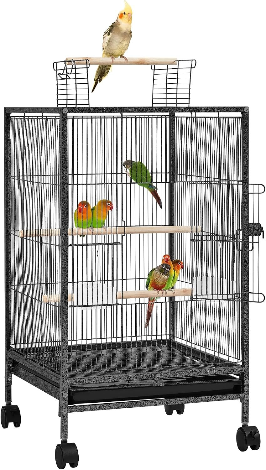 Yaheetech 35-Inch Open Top Bird Cage with Rolling Stand for Small Birds