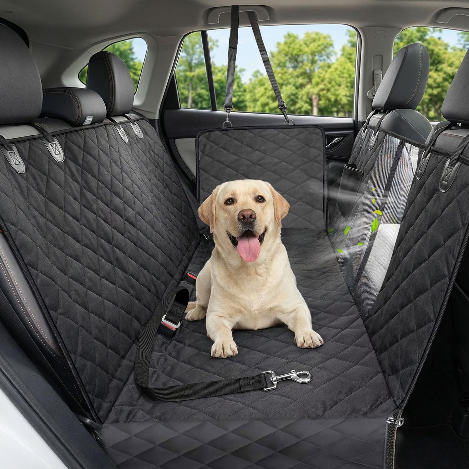 Victoper Dog Car Seat Cover, 600D Heavy Dute Car Seat Cover for Dogs Pets, 100% Waterproof Anti-Scratch Nonslip Dog Hammock for Cars, Seat Covers Protector with Seatbelt for Sedan SUV Truck XL Black