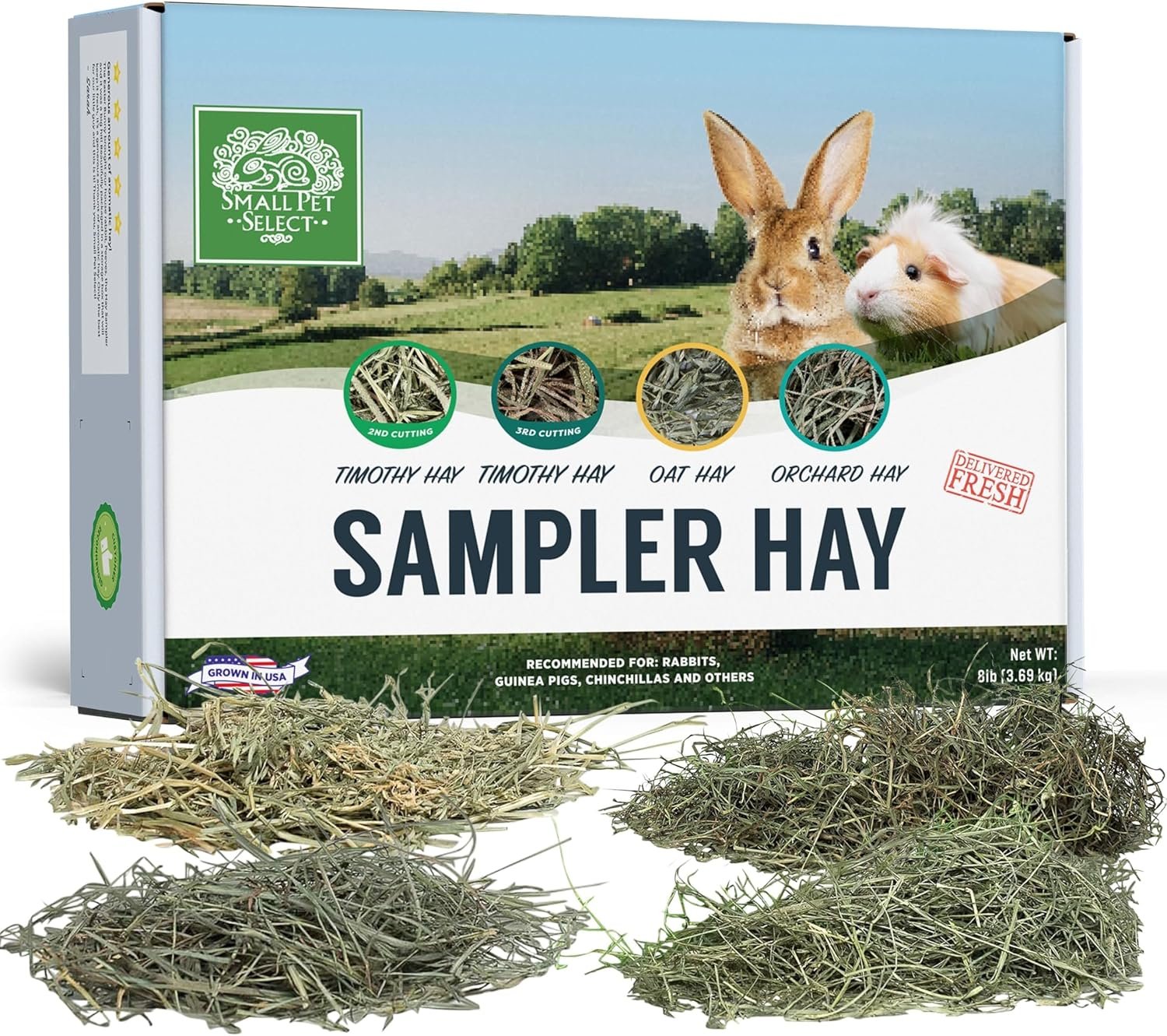Small Pet Select Hay Sampler Box, Timothy, Oat & Orchard, 4 Types