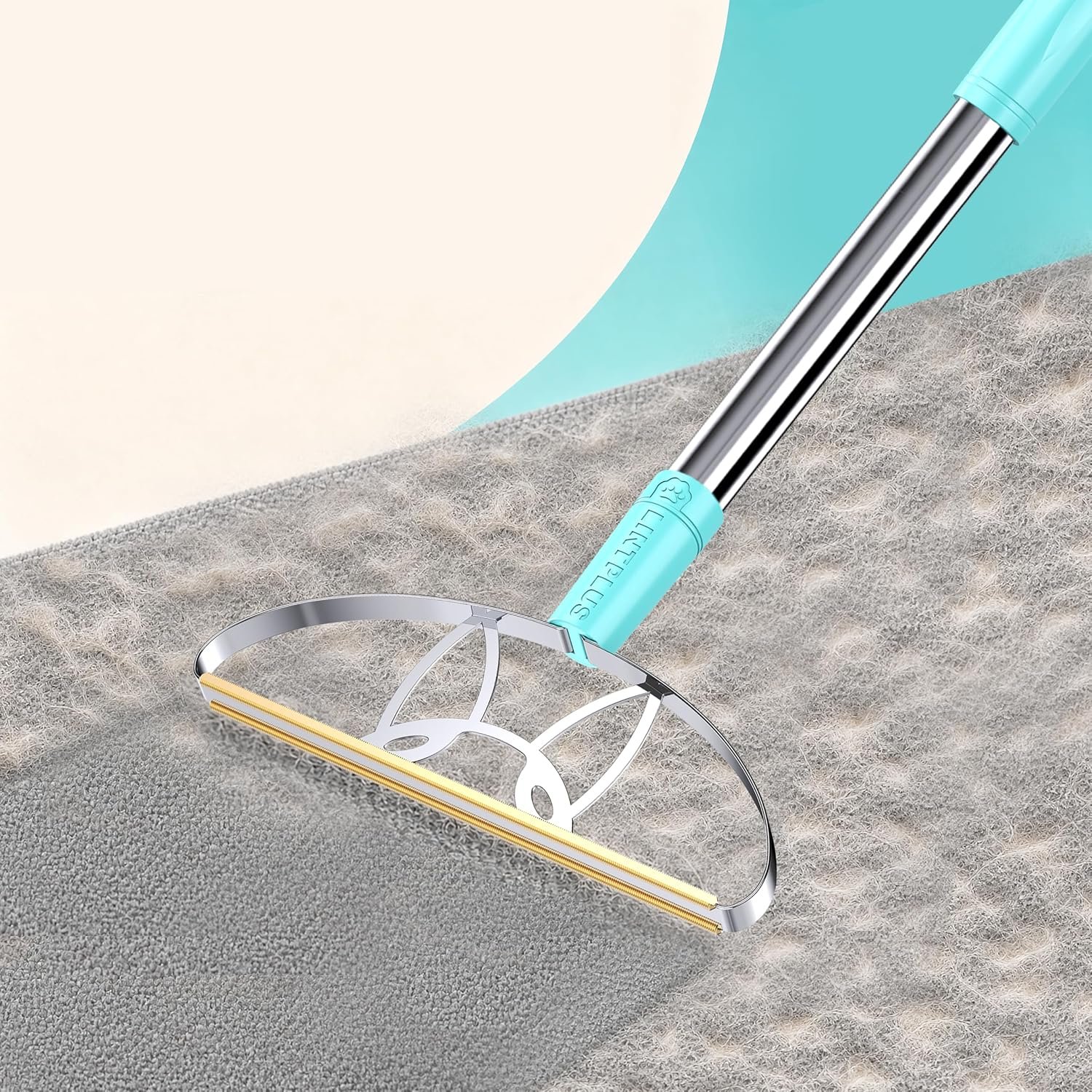 63‘’Ultra Long Heavy Duty Carpet Rake – Efficient Pet Hair Remover for Carpets, Rugs & Furniture, Deep Cleaning Carpet Scraper, Durable Home Use Tool by LINTPLUS