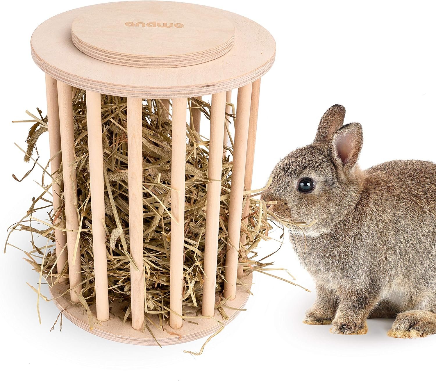 andwe Rabbit Hay Feeder Wooden Food Feeding Rack Easy to Fill