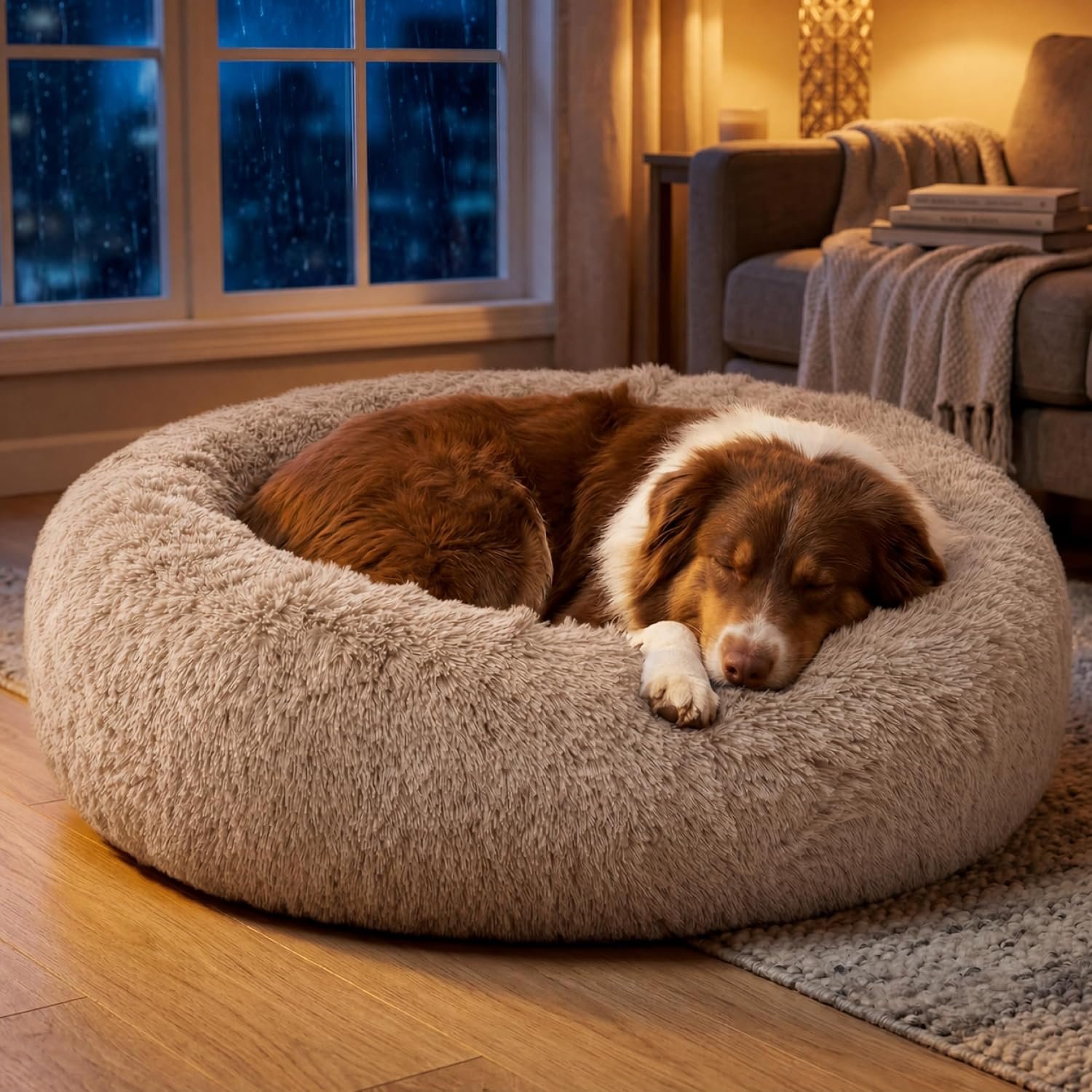 Bedsure SupportMax® Calming Dog Beds Large Sized Dog Washable Pet Bed,36in