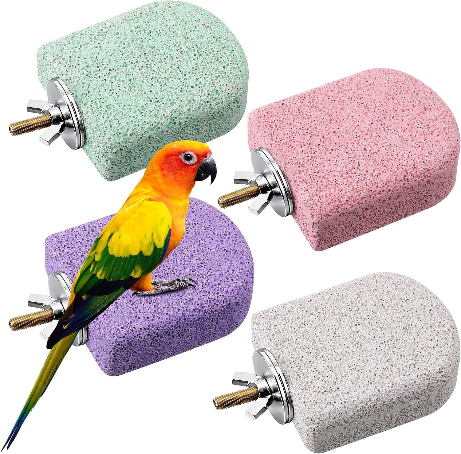 4 PCS Bird Beak Grinding Stone Pumice Lava Ledge, Multicolor, M, Ice Cream