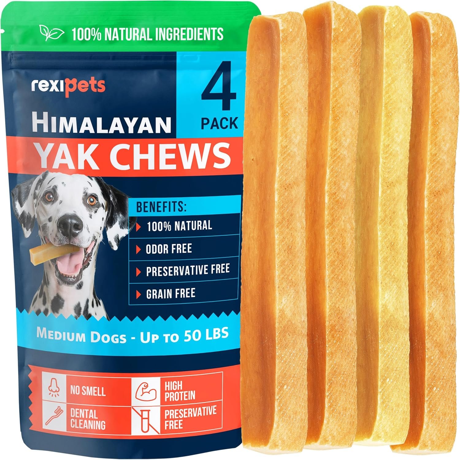 100% Natural Yak Cheese Himalayan Made Dog Chews All Breeds – Lactose Free Yak Chew for Small, Medium & Large Dogs – Dental Cleaning Dog Chews Aggressive Chewers – Long Lasting Odor & Gluten Free