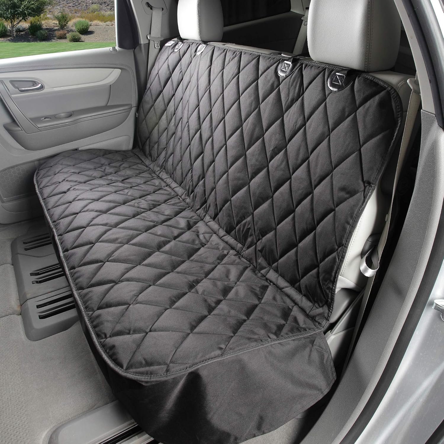 4Knines Heavy-Duty Rear Seat Cover for Dogs – Fitted, Black Reg
