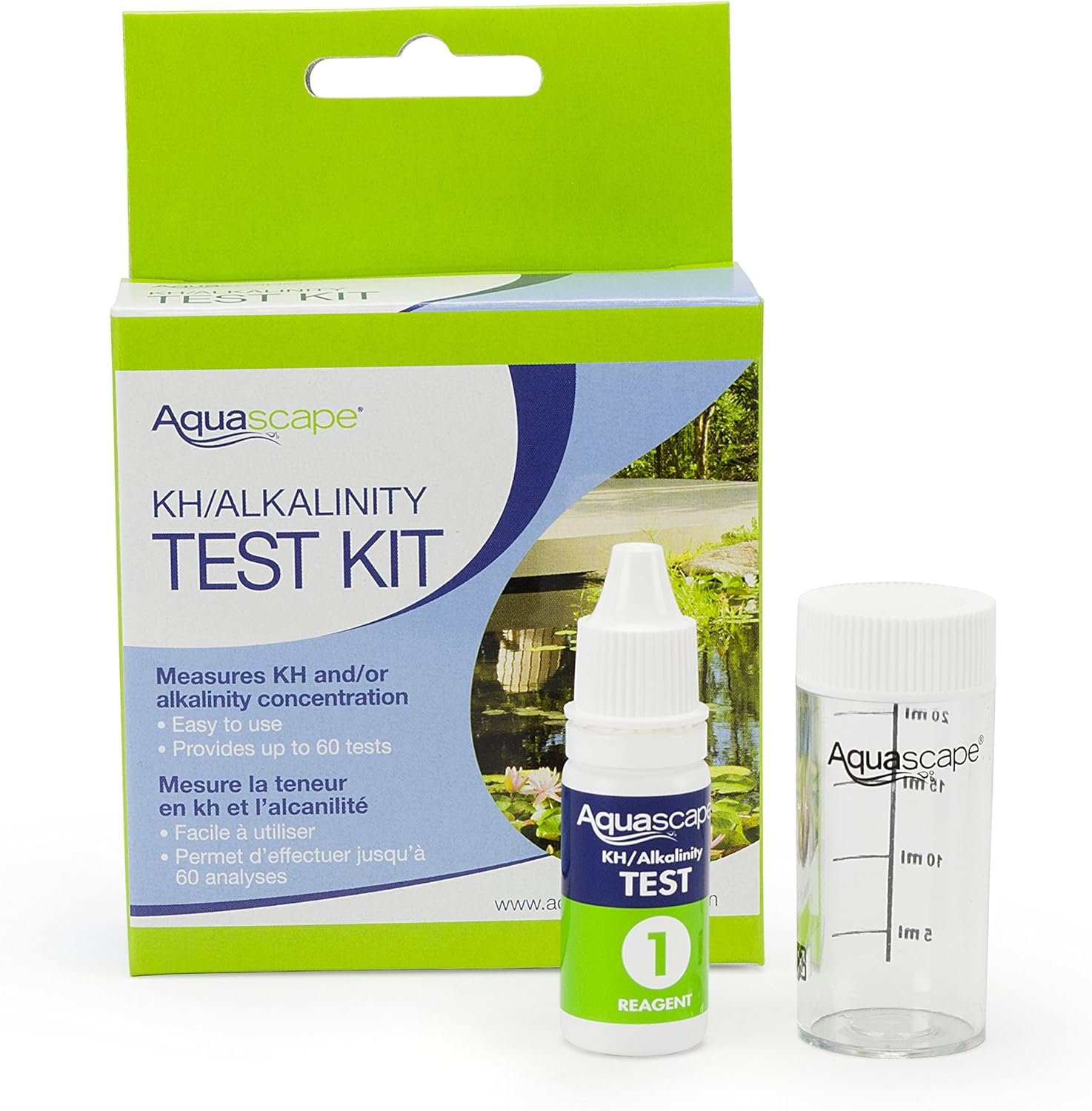 Aquascape 96019 Water Test Kit KH Alkalinity for Pond Water Feature and Garden | Quantity – 60 Tests